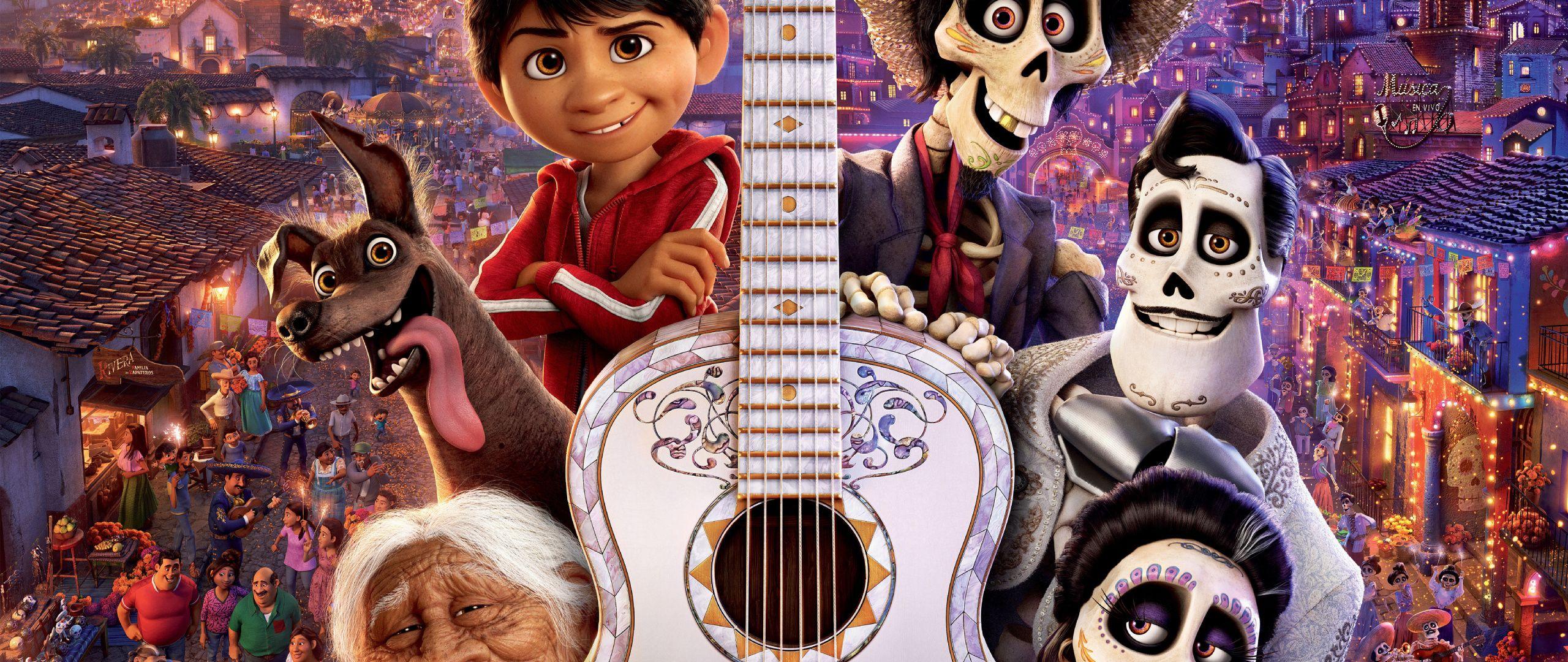 2560x1080 Download 2560x1080 wallpaper coco, keyart, violin, movie, poster