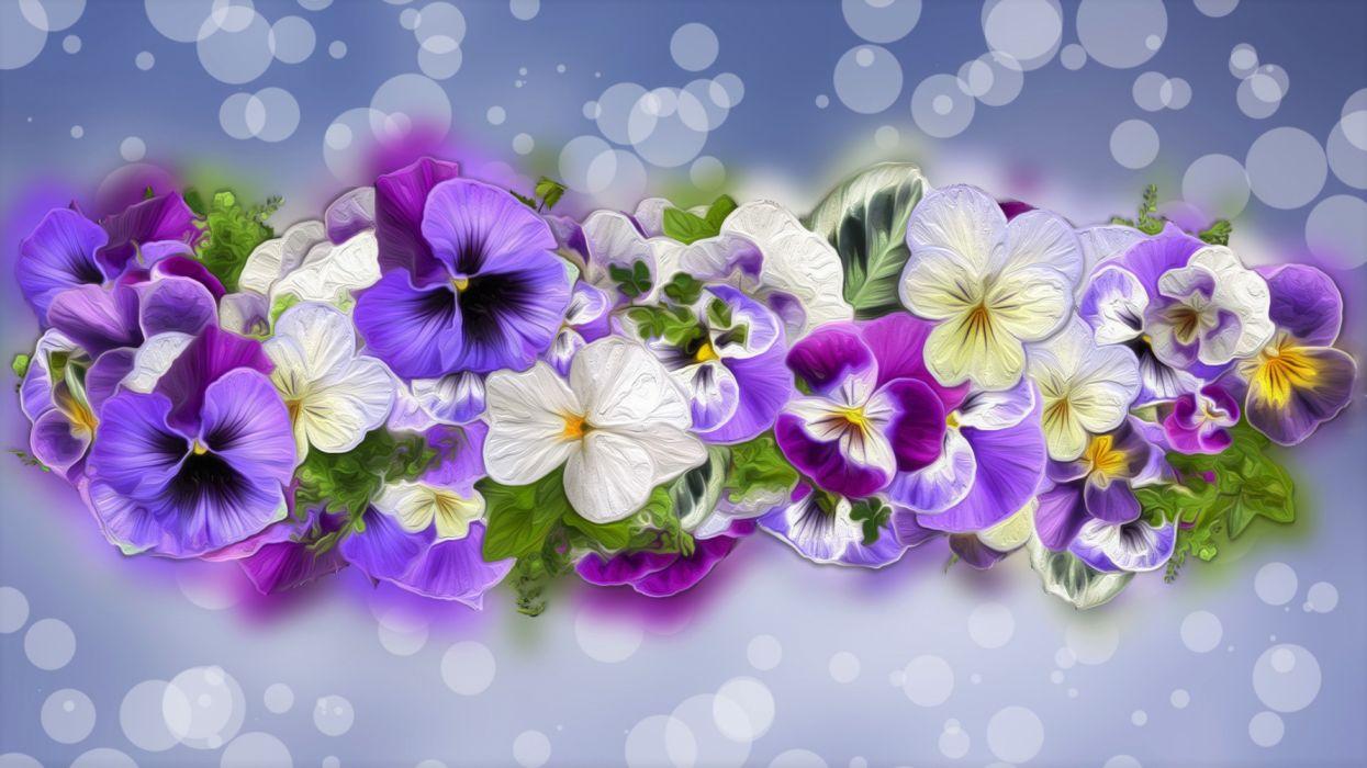 1245x700 Artistic Colorful Flower Pansy wallpaperx1080