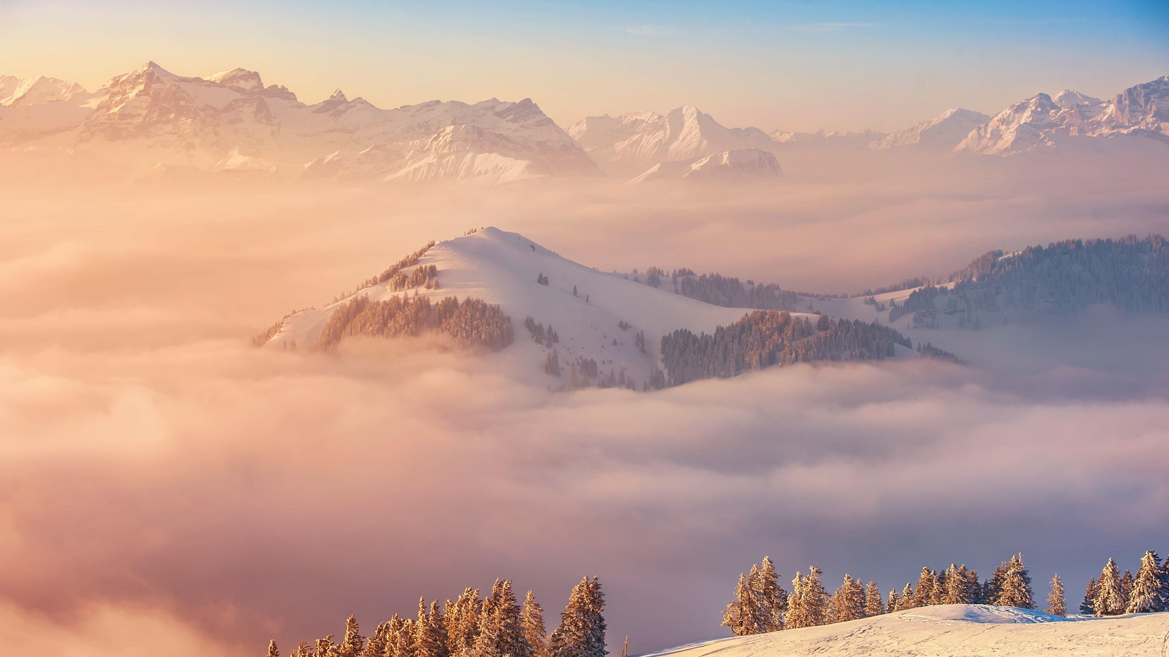 3840x2160 landscape, Mist, Snow, Trap Nation, Demon Wallpaper HD