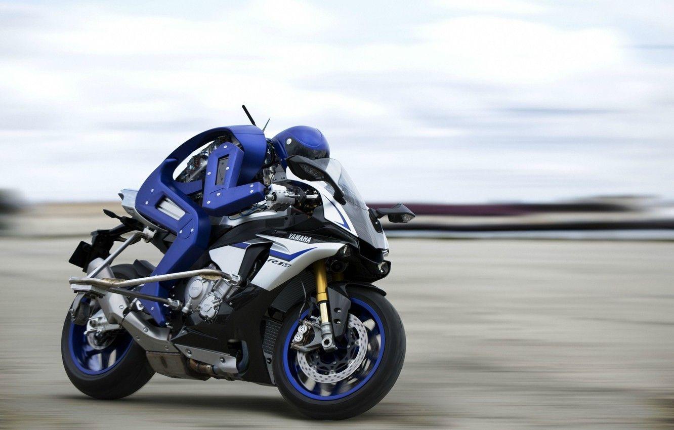 1332x850 Wallpaper wallpaper, robot, Yamaha, blue, motorcycle, race, speed