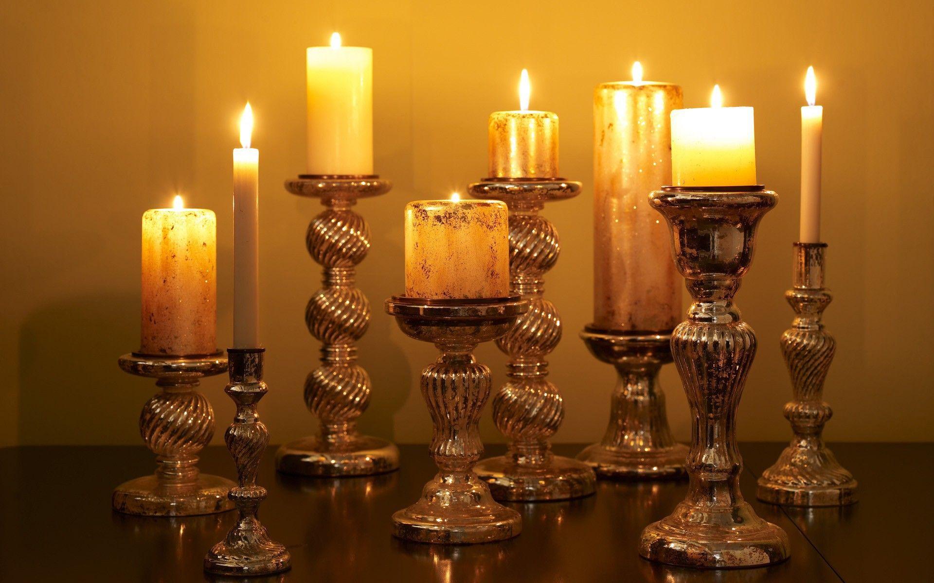 1920x1200 light, fire, candlestick, candles Wallpaper