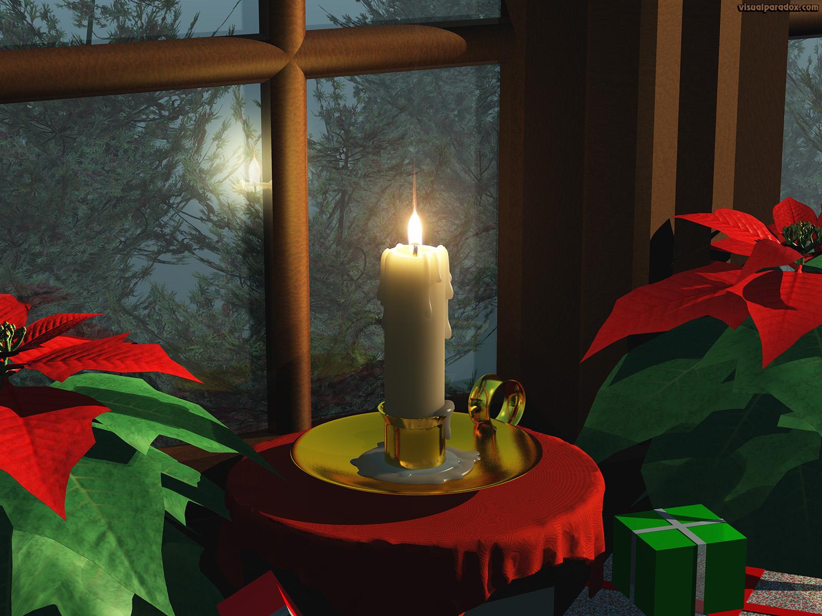 1600x1200 Free 3D Wallpaper 'Candle in the Window' 1600x1200