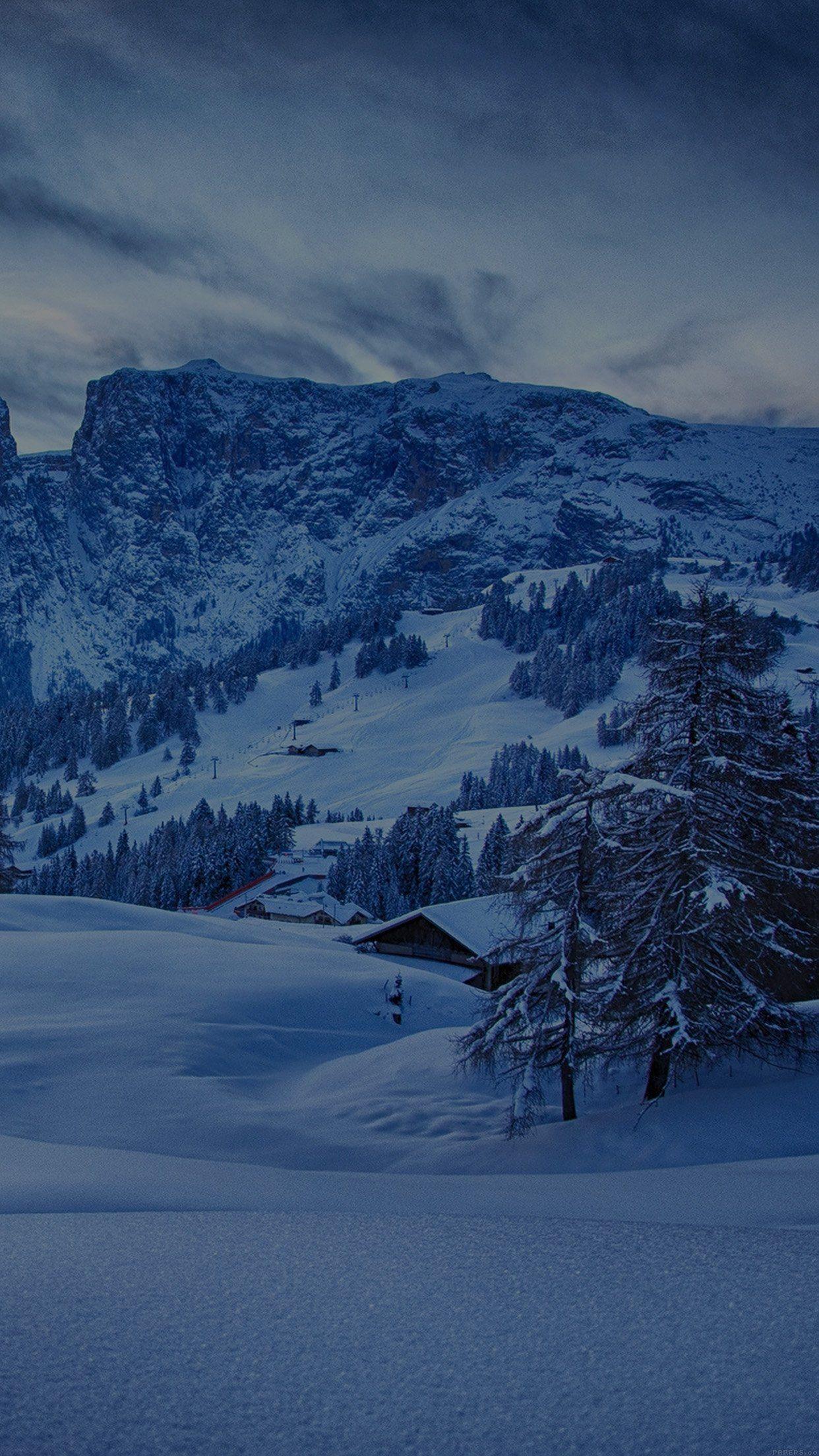 1242x2208 Mountain Blue Snow Winter Nature Ski Dark