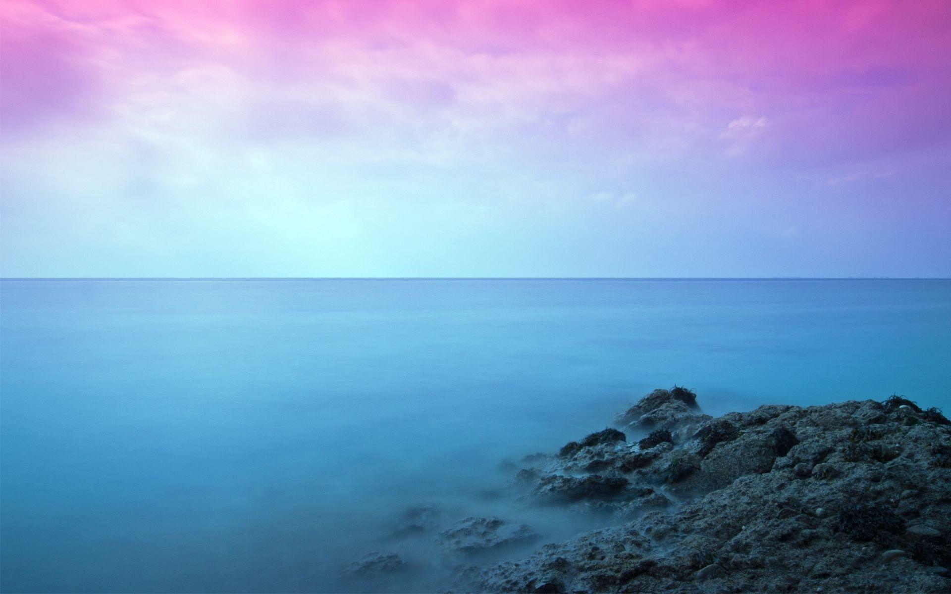 1920x1200 Pink Sky Above The Sea And Blue Sky