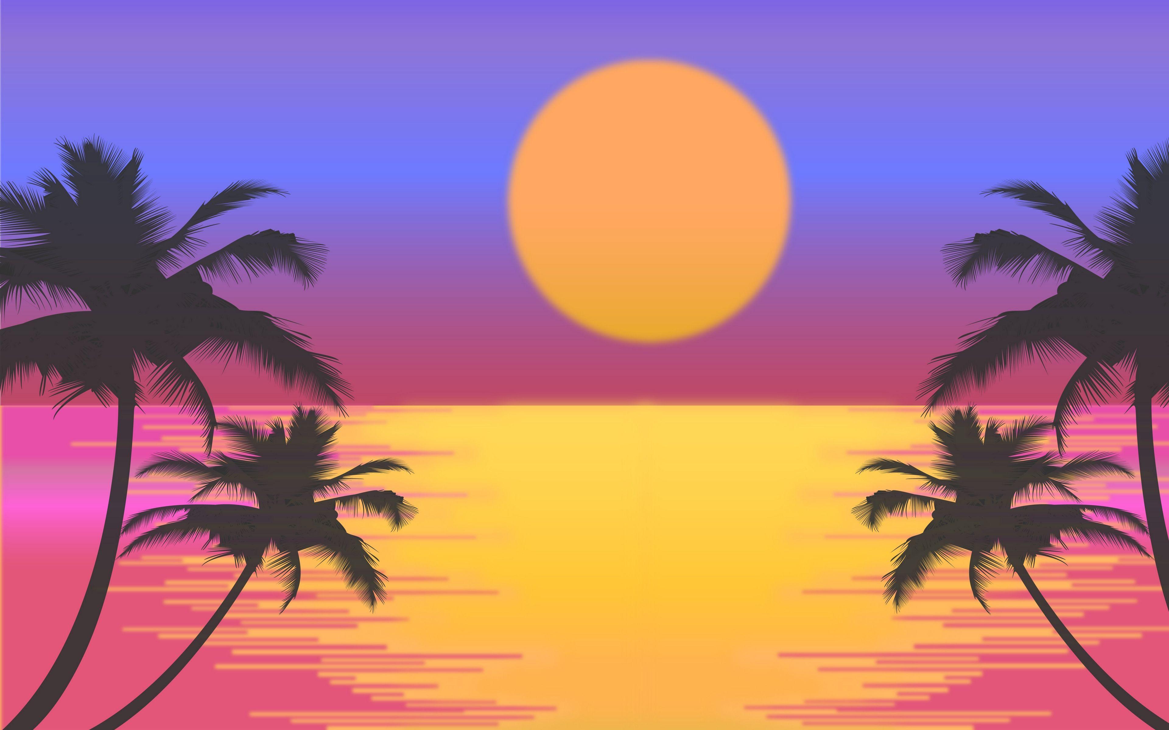 3840x2400 Wallpaper Palms, Vector, Art Palm Tree, HD Wallpaper