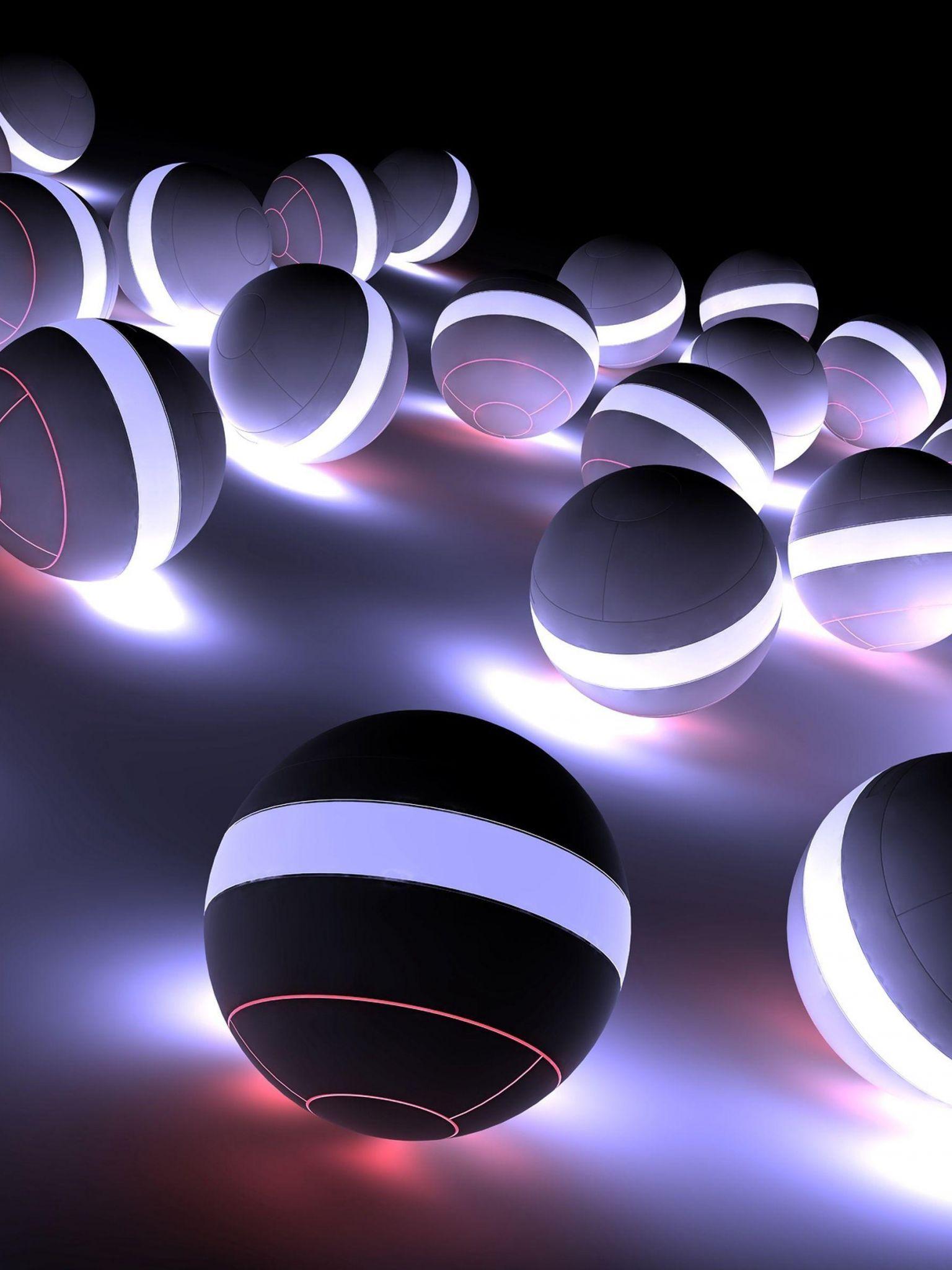 1536x2048 Illuminated Spheres 3D Desktop HD Wallpaper