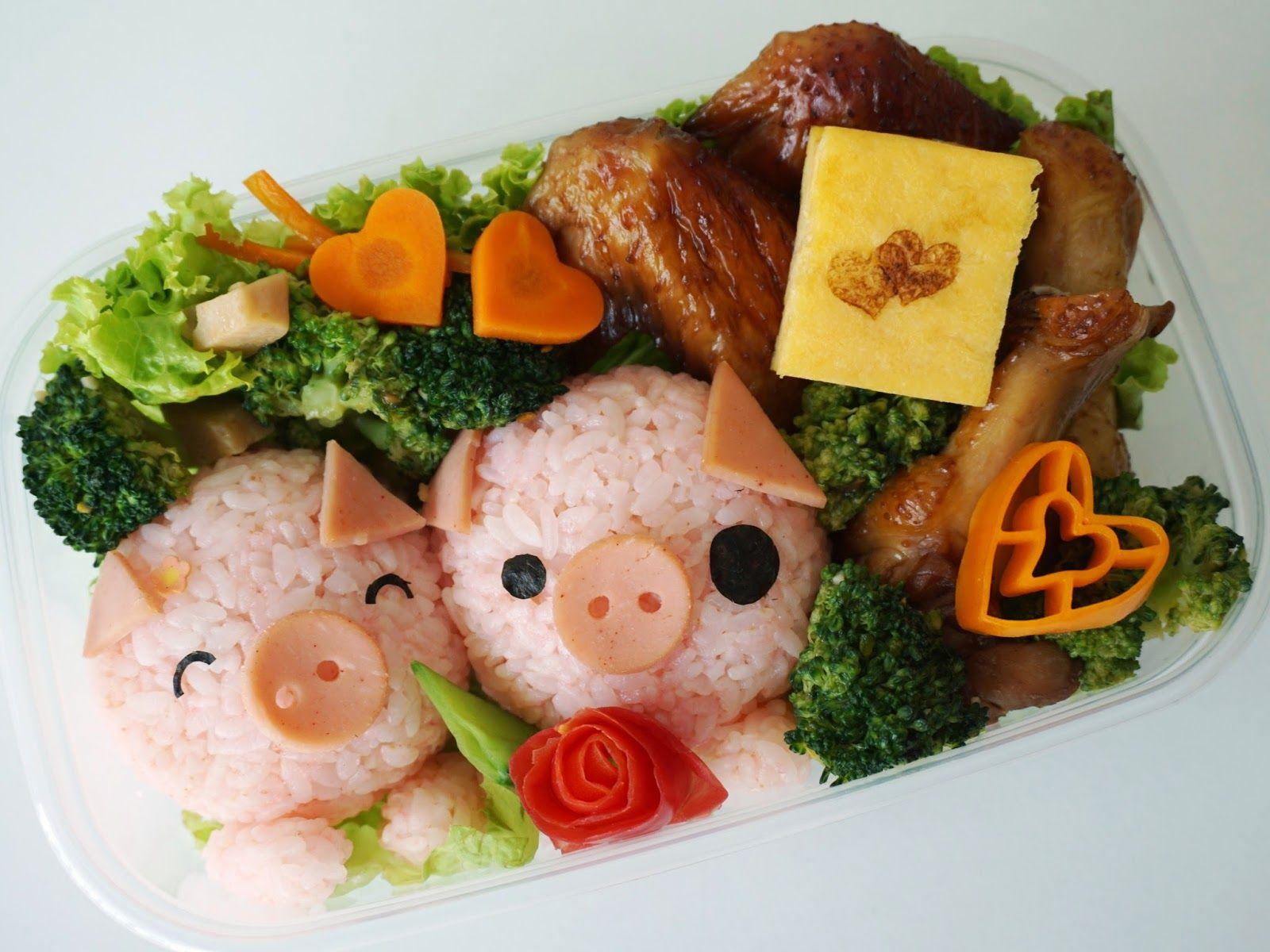 1600x1200 PinkyPiggu: Kawaii Piggies Bento! Recipe + YouTube Video +