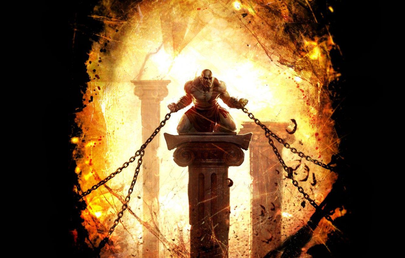 1332x850 Wallpaper columns, male, chain, God of War, Ascension image