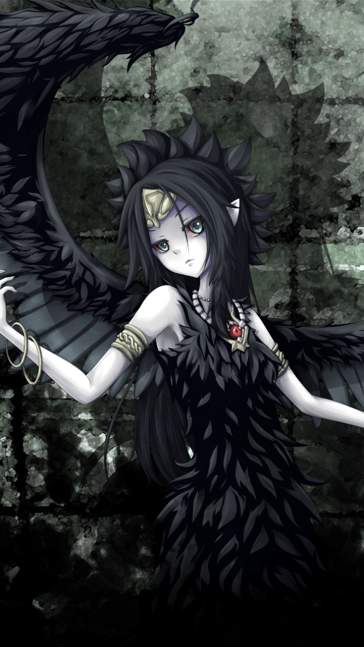 720x1280 Anime Girl With Black Angel Wings