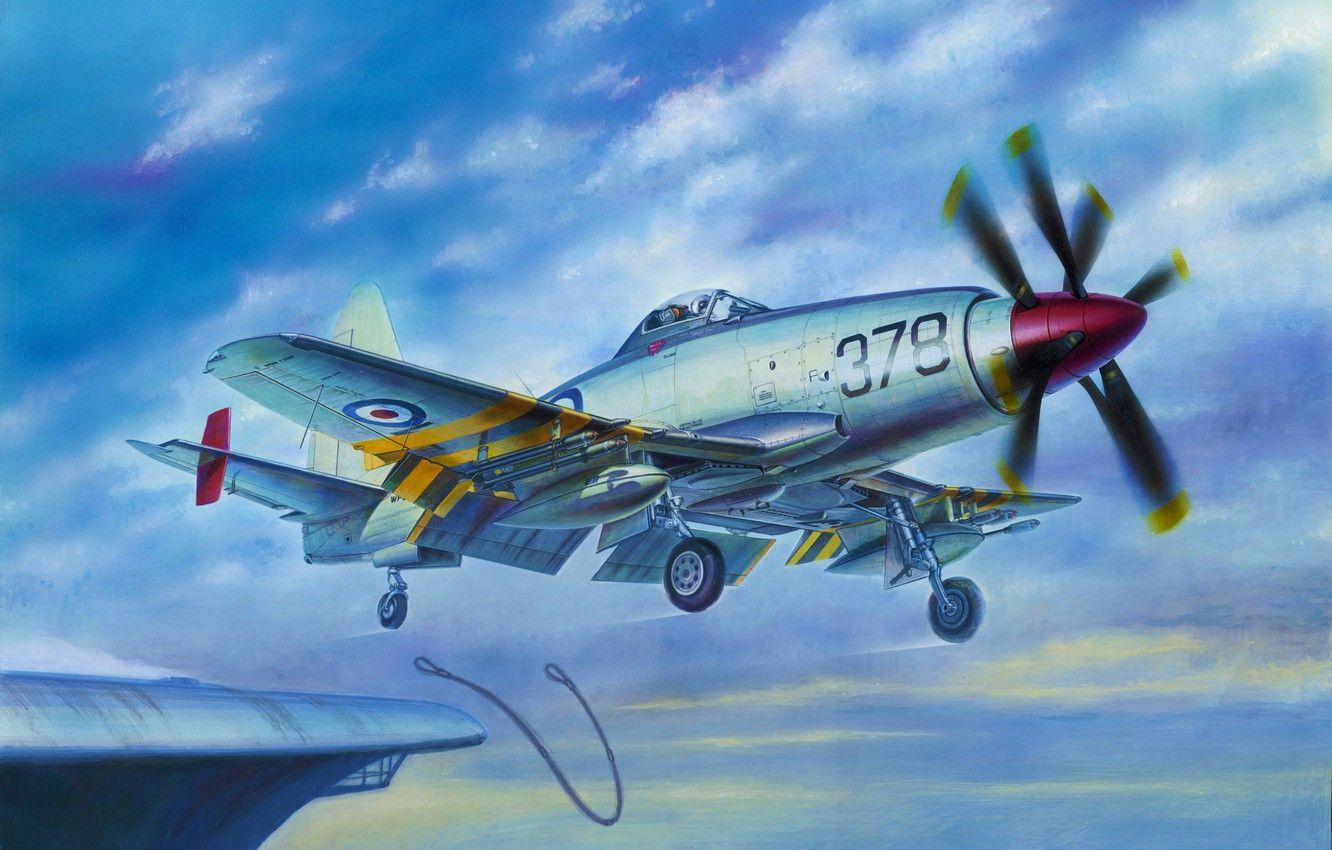 1332x850 Wallpaper art, airplane, painting, aviation, Westland Wyvern