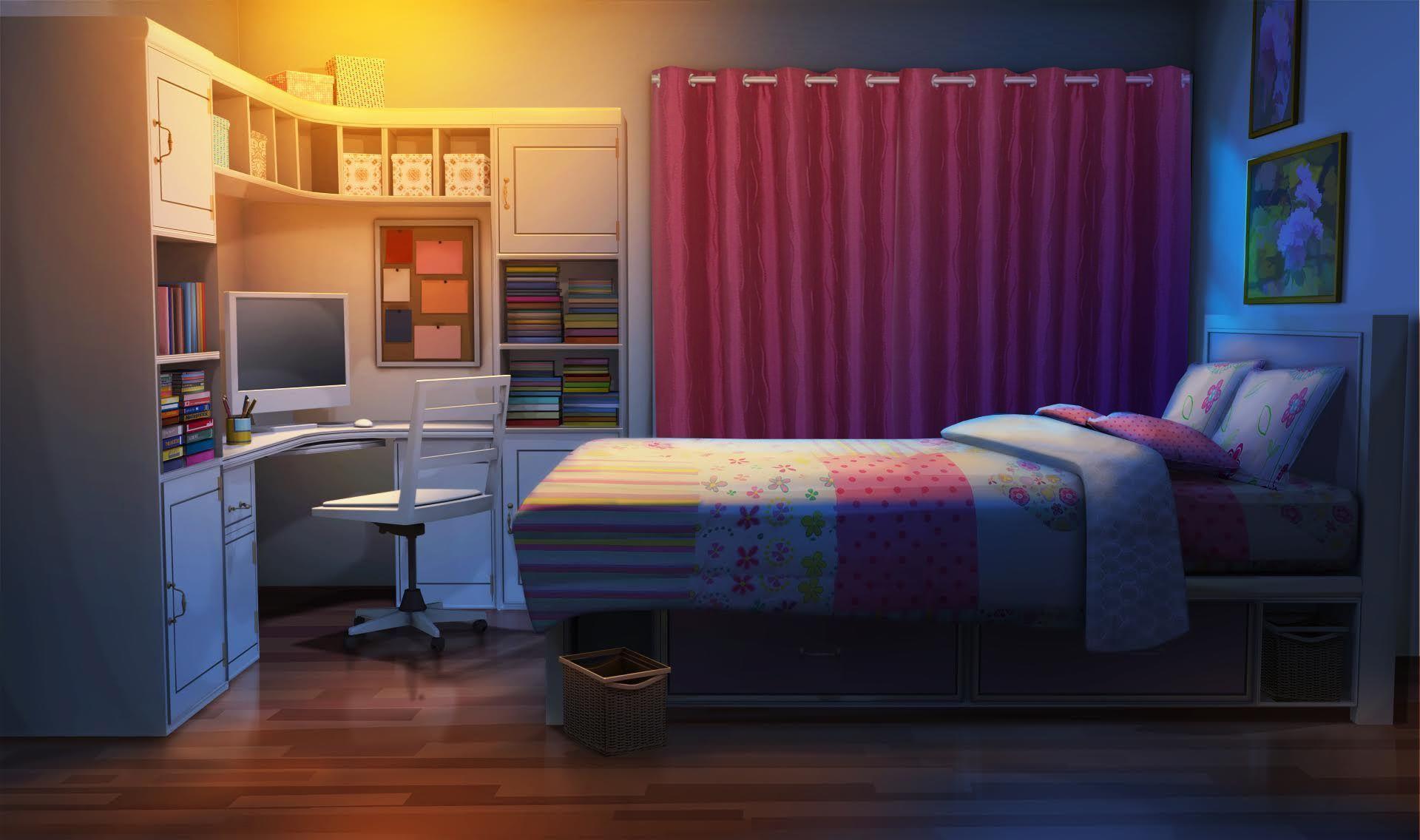 Download A Cute Anime Bedroom with a Sweetheart Pillow and Plush Toy |  Wallpapers.com