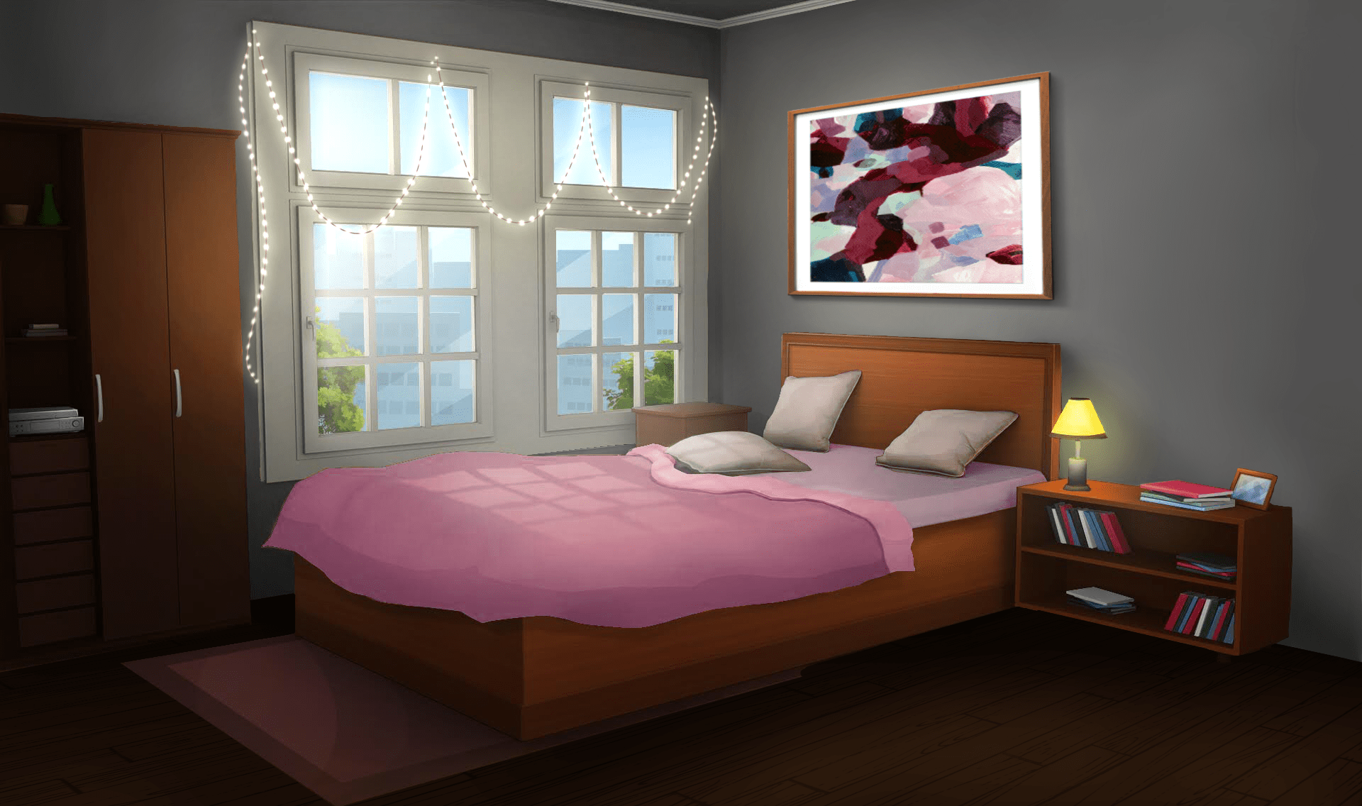 Bed Room  Night  Visual Novel Background by giaonp on DeviantArt   Episode interactive backgrounds Anime house Bedroom night