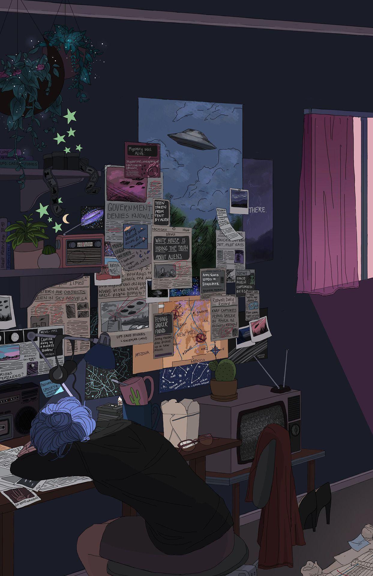 Aesthetic Anime Bedroom Background Night | Serbian Site