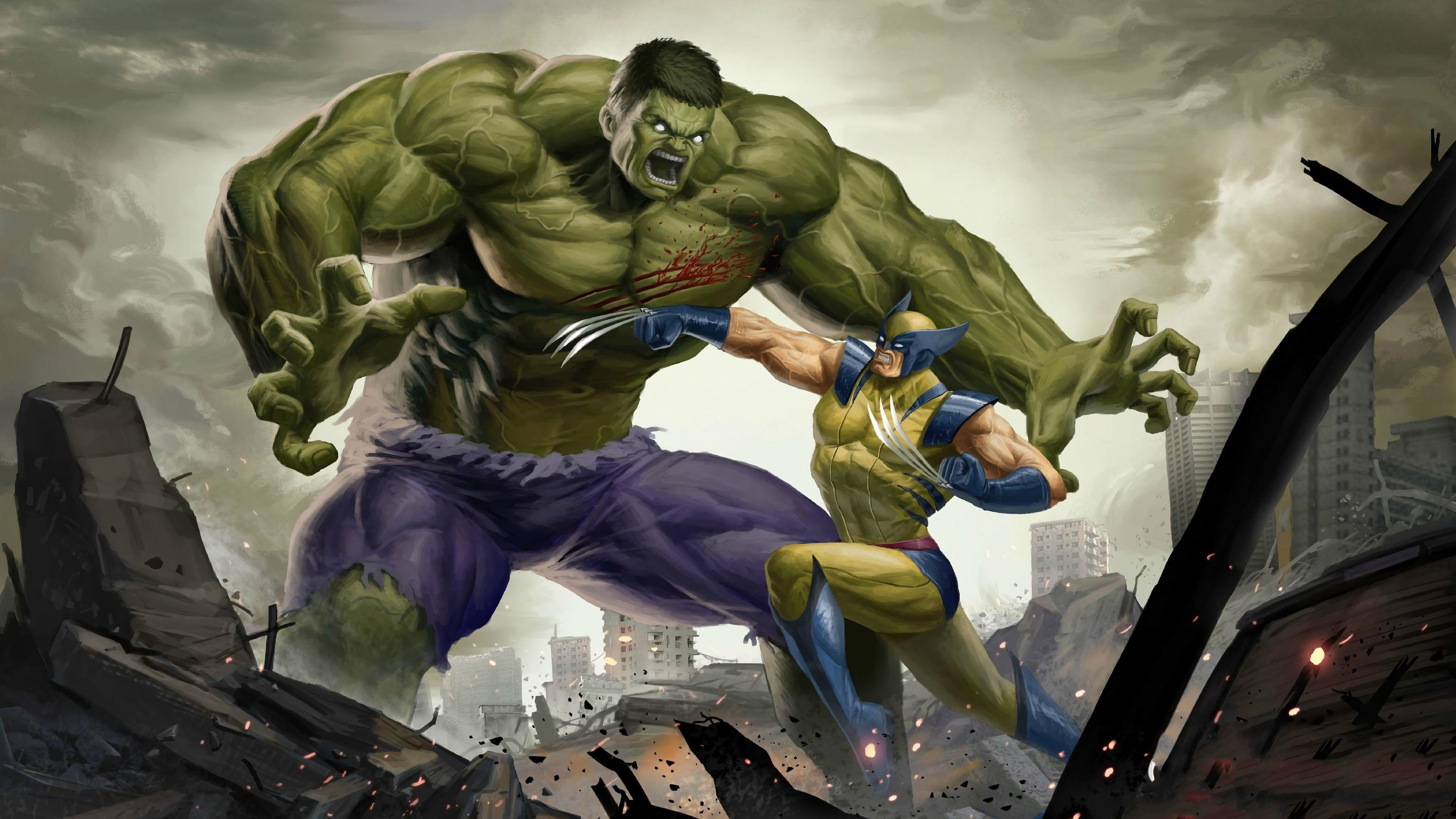 3840x2160 Wallpaper 4k Art Hulk Vs Wolverine 4k Wallpaper, Artwork