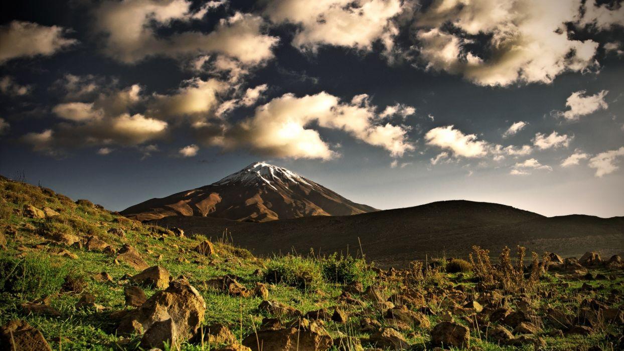1244x700 Mountains clouds landscapes skylines Mount Kilimanjaro wallpaper
