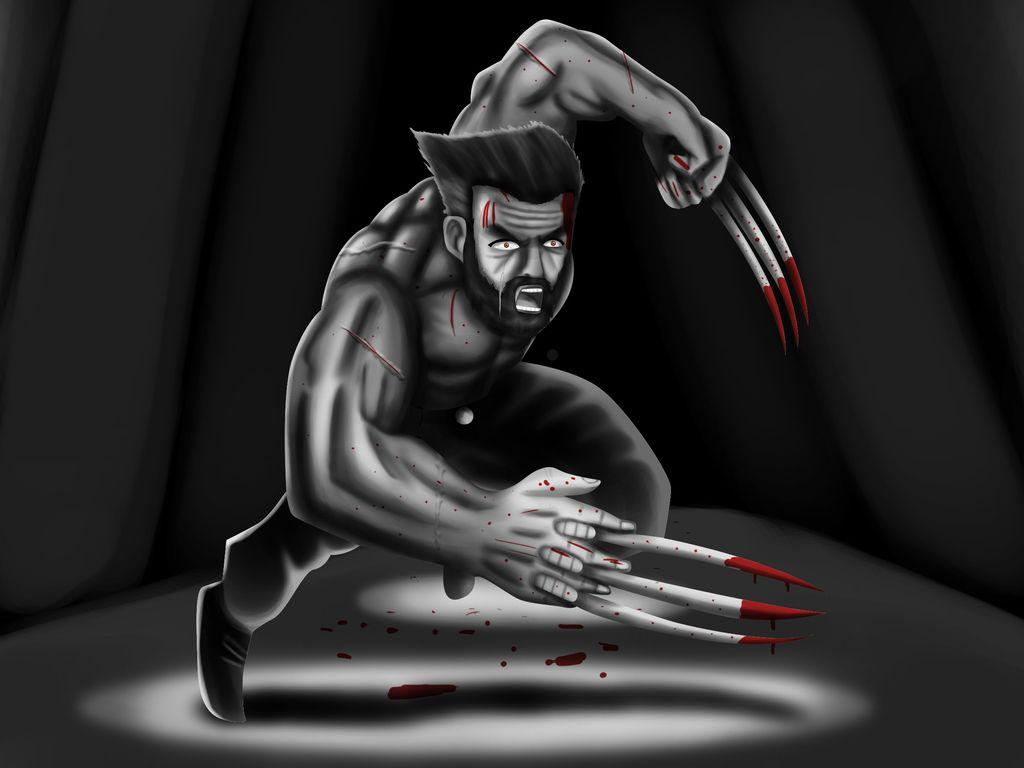 1024x768 Logan Wolverine Black Art 4k Wallpaper