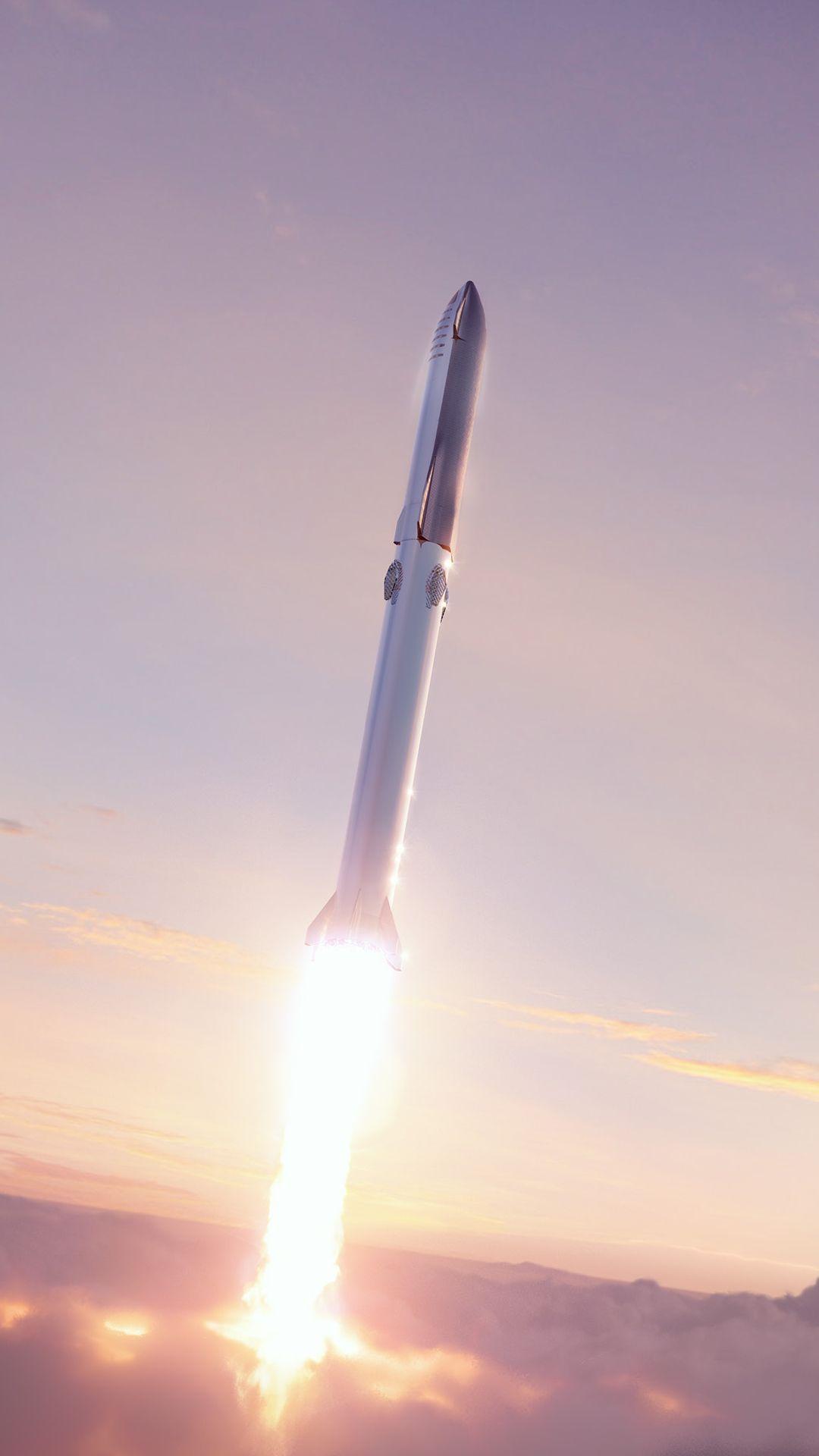 1080x1920 Wallpaper of SpaceX new Starship Super Heavy launch