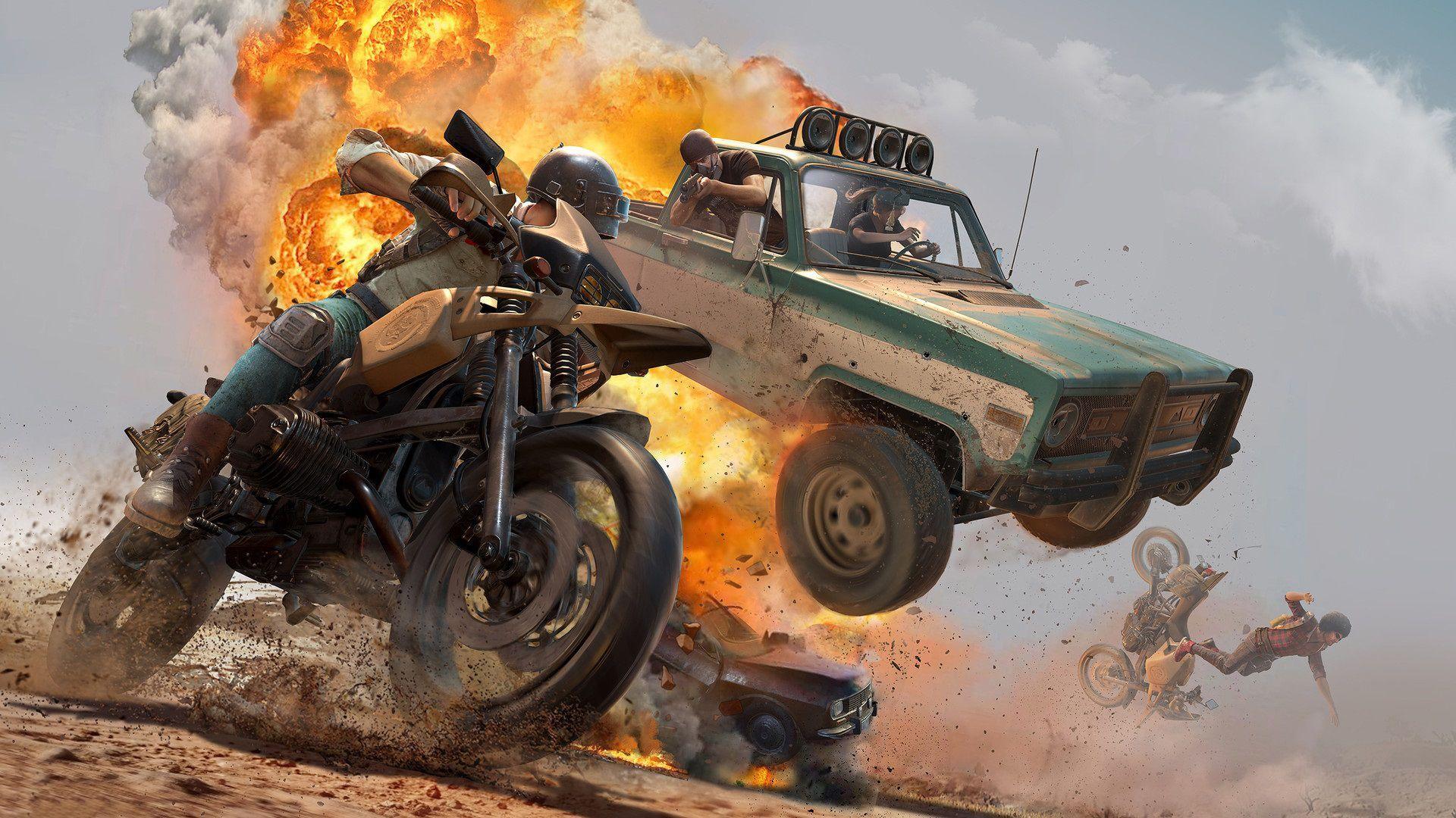1920x1080 Video Game PlayerUnknown's Battlegrounds car blast wallpaper