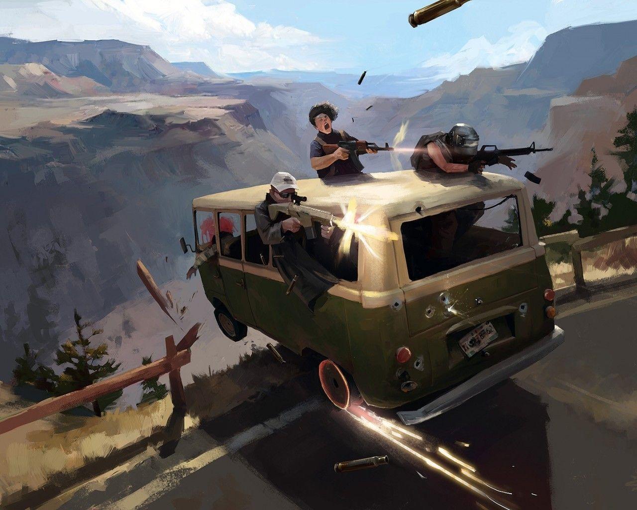 1280x1024 Download 1280x1024 Pubg, Scar L, Mountains, Artwork