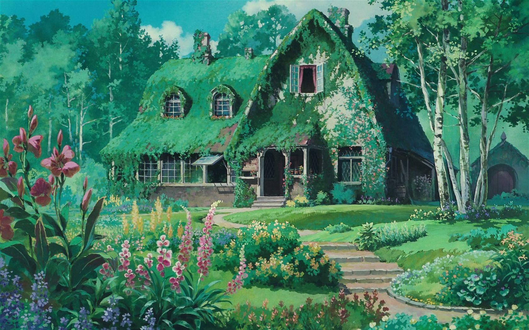 1680x1050 Anime Scenery Wallpaper Delivery Service House, HD
