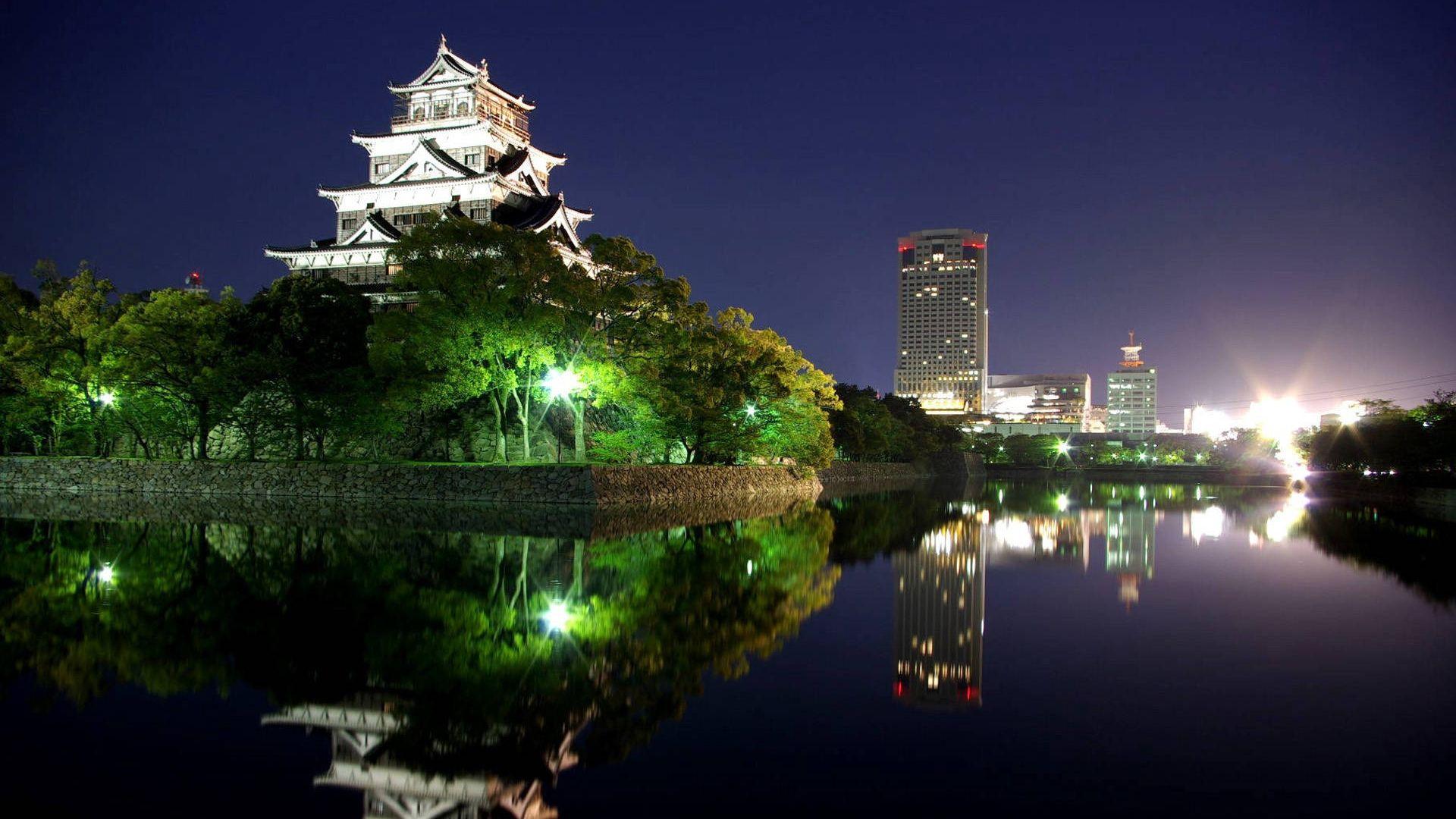1920x1080 Free download hiroshima japan city wallpaper night is high