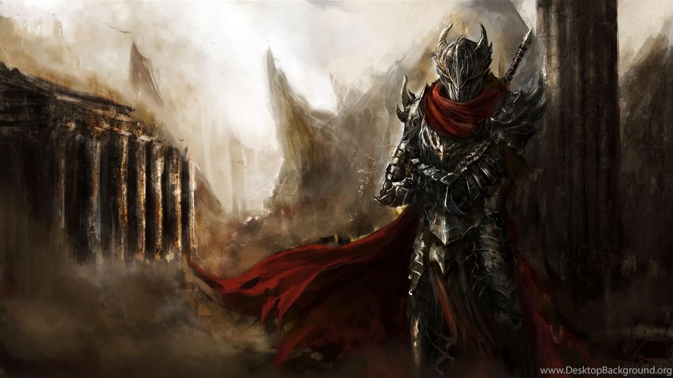 1366x768 Dark Warrior Artwork Wallpaper Desktop Background