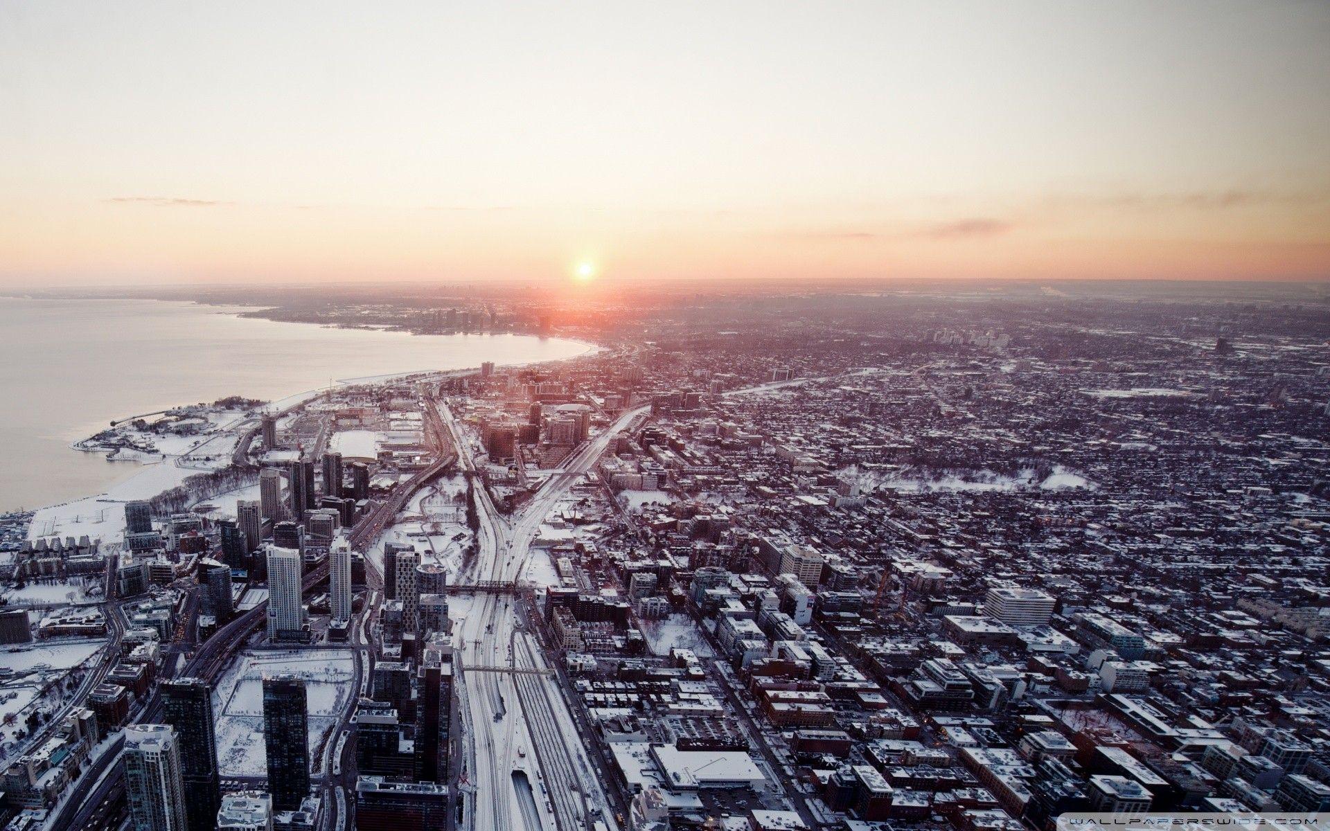 1920x1200 #Toronto, #long exposure, #skyscraper, #city, #sunset