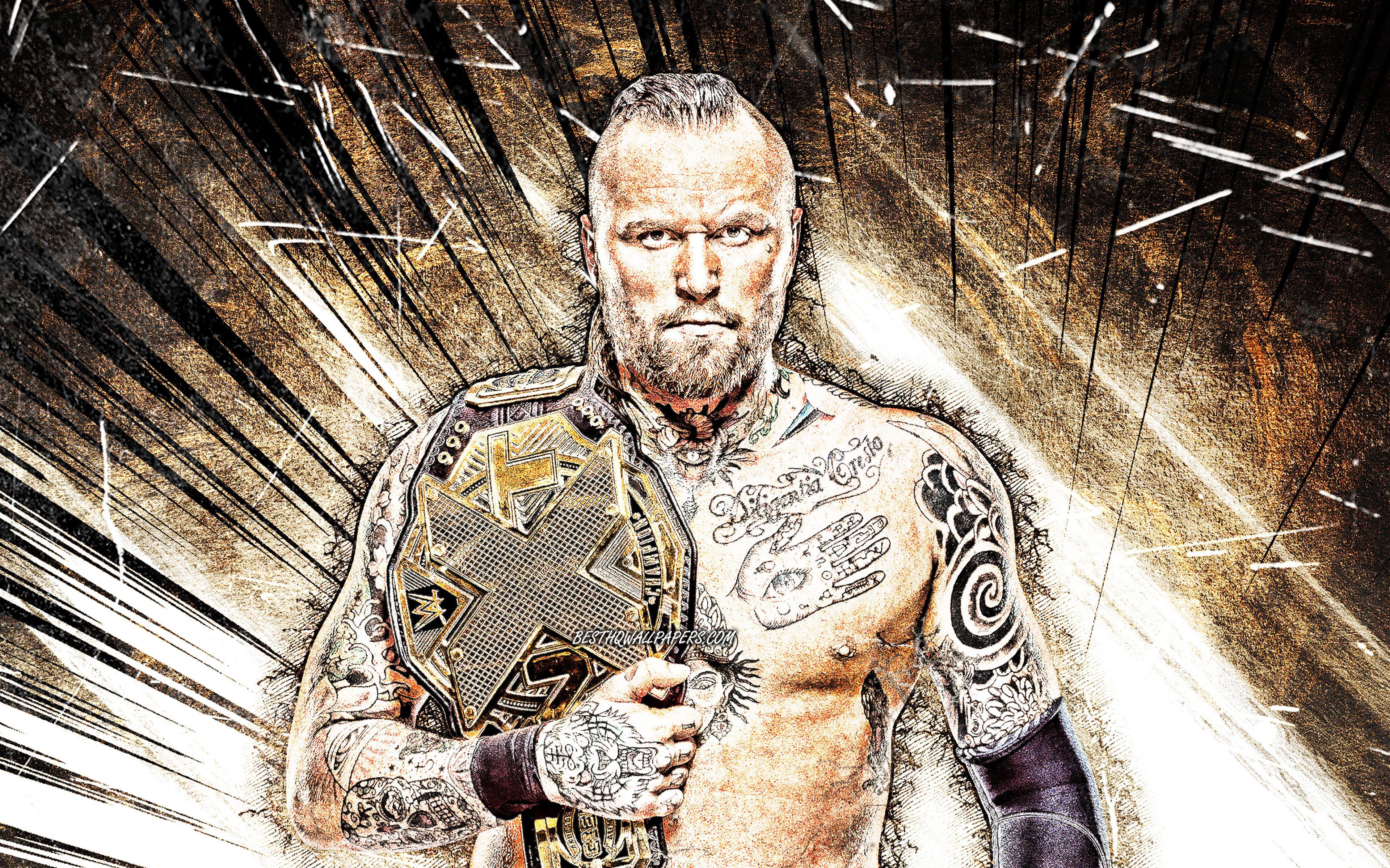 3840x2400 Download wallpaper 4k, Aleister Black, grunge art, WWE, Dutch