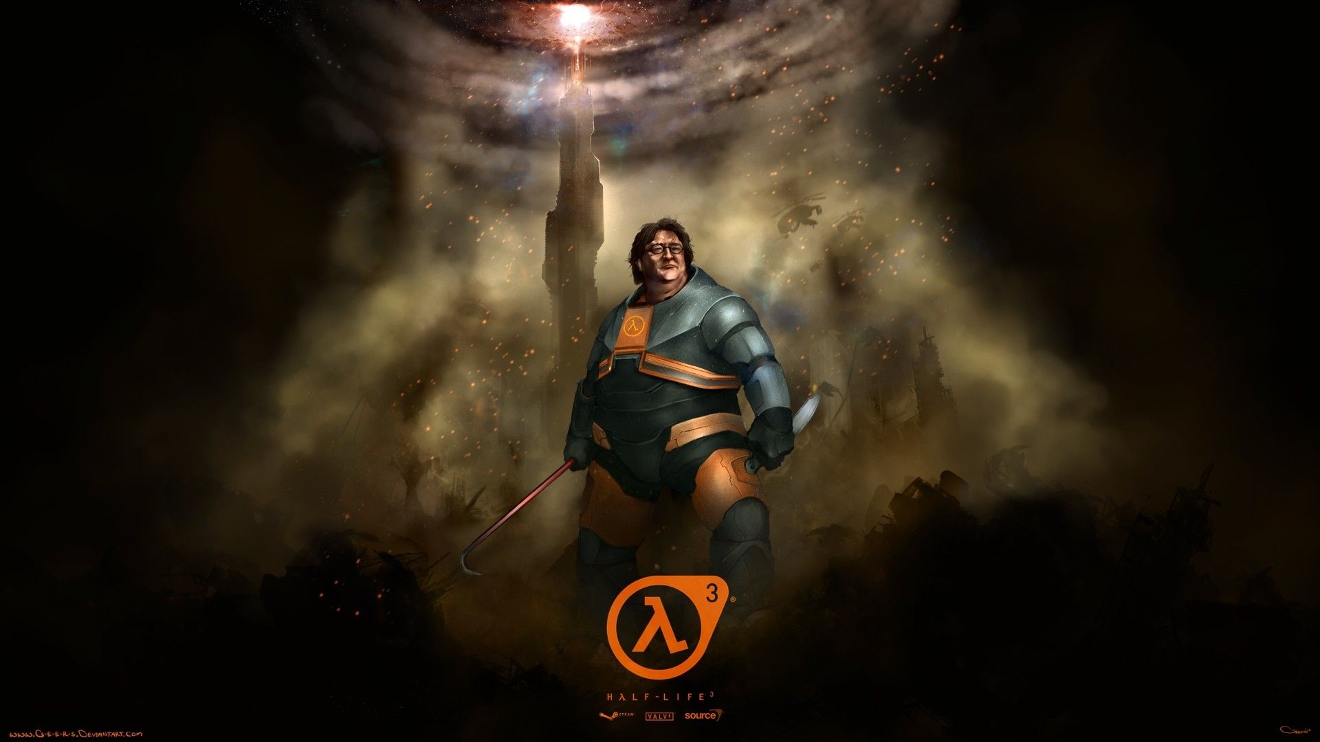 1920x1080 Desktop wallpaper: Valve Corporation, Funny, Video Game, Half Life Gabe Newell, Half Life, Knife, Parody 4K free download for PC. 355835