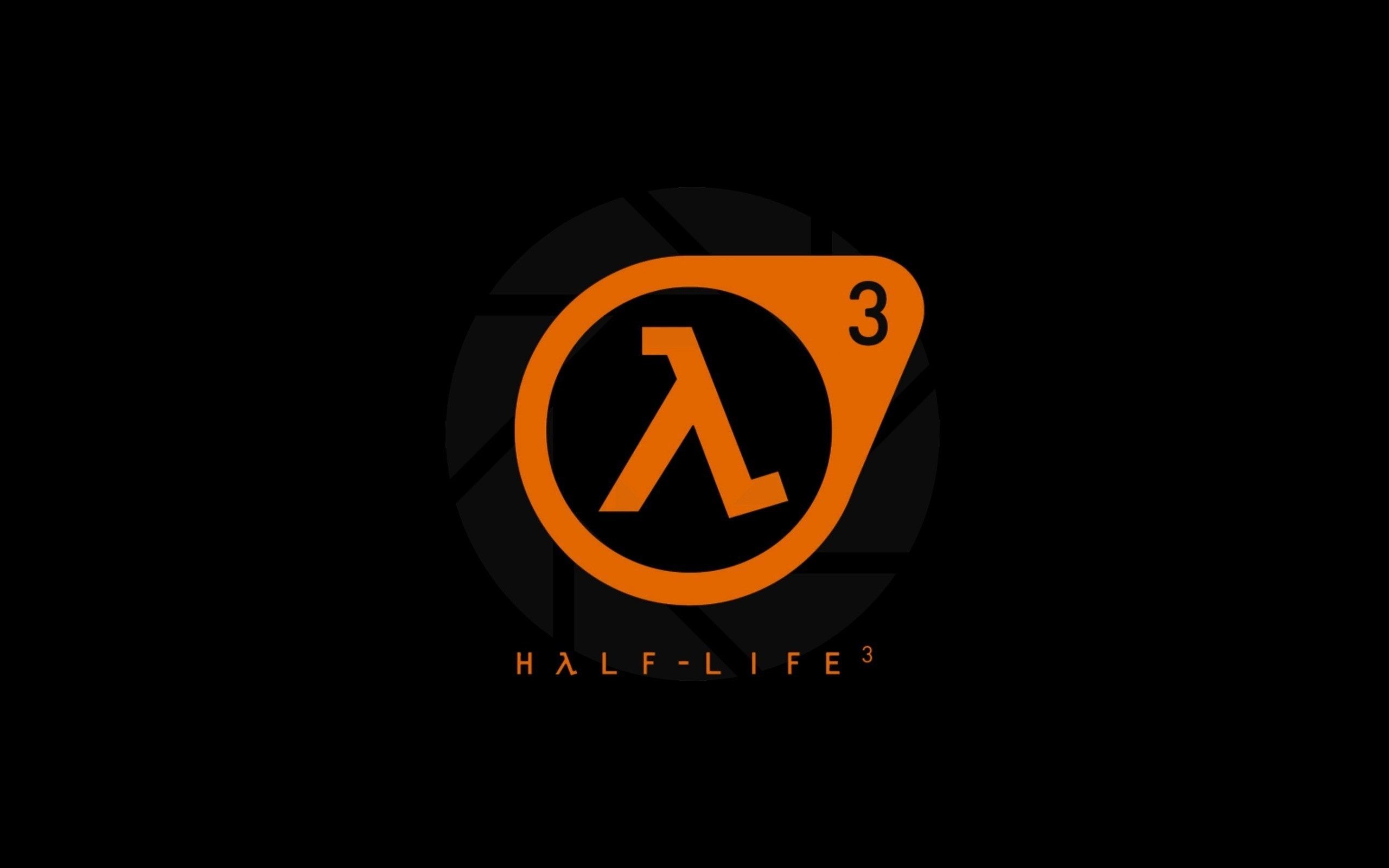 2560x1600 Wallpaper Logo, Black Background, Half Life, Simple Background, Valve Corporation, Minimalistic For Mobile And Desktop, Section игры, Resolution 2560x1600
