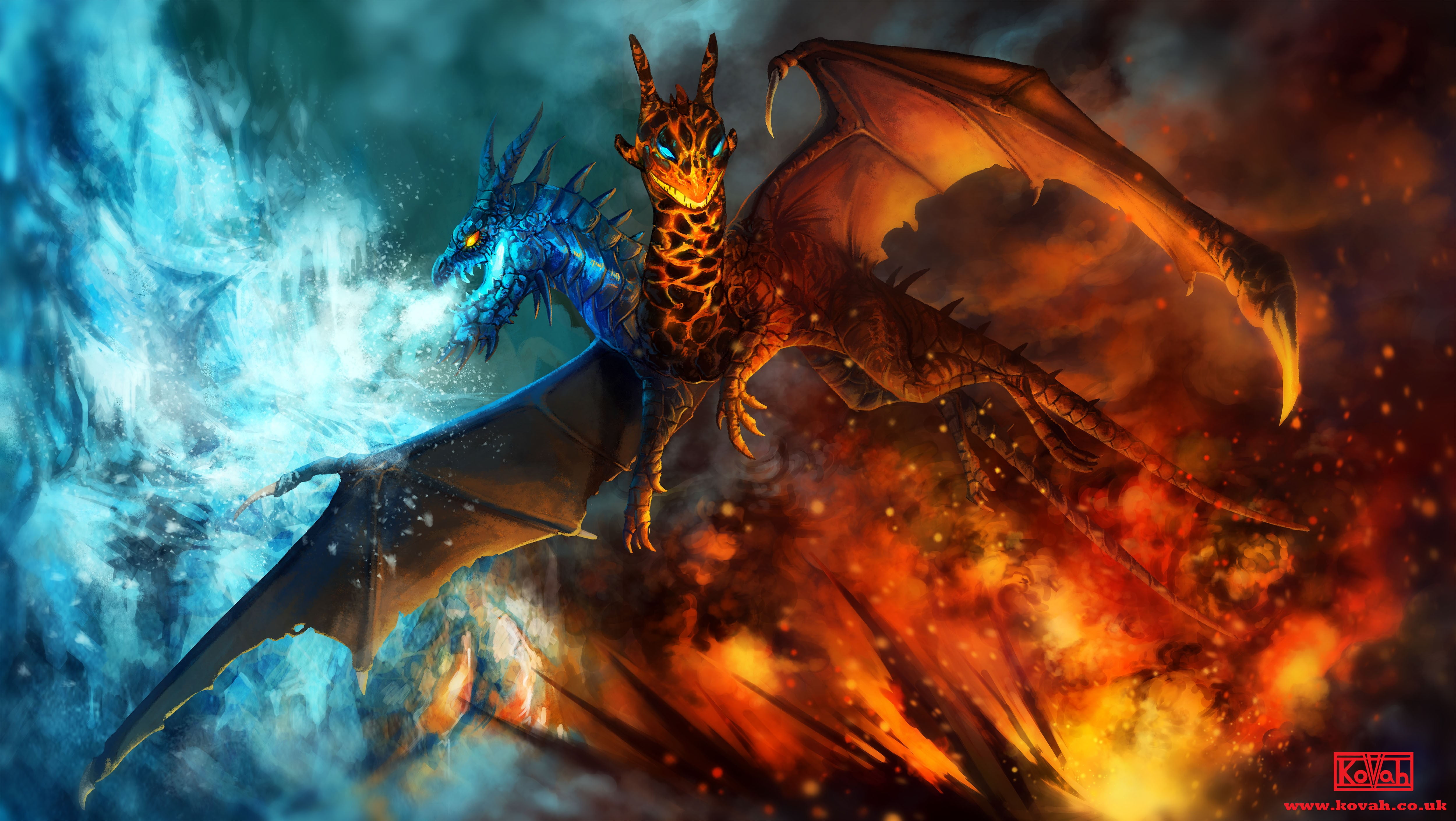 5000x2819 Dota 2 Twin Head dragon illustration, Dota Dota, Valve, Valve Corporation HD wallpaper