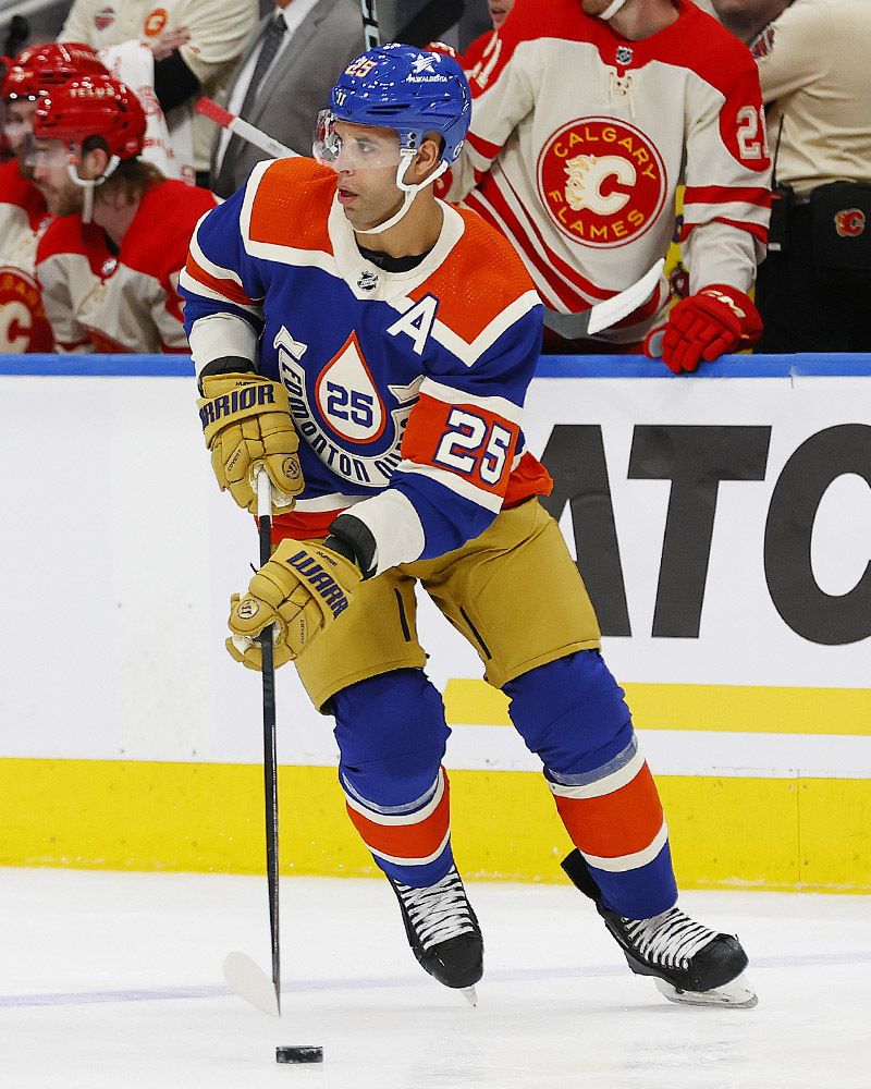 800x1000 Darnell Nurse 2023 NHL Heritage Classic Edmonton Oilers Game Worn Warrior Hockey Gloves & Pants