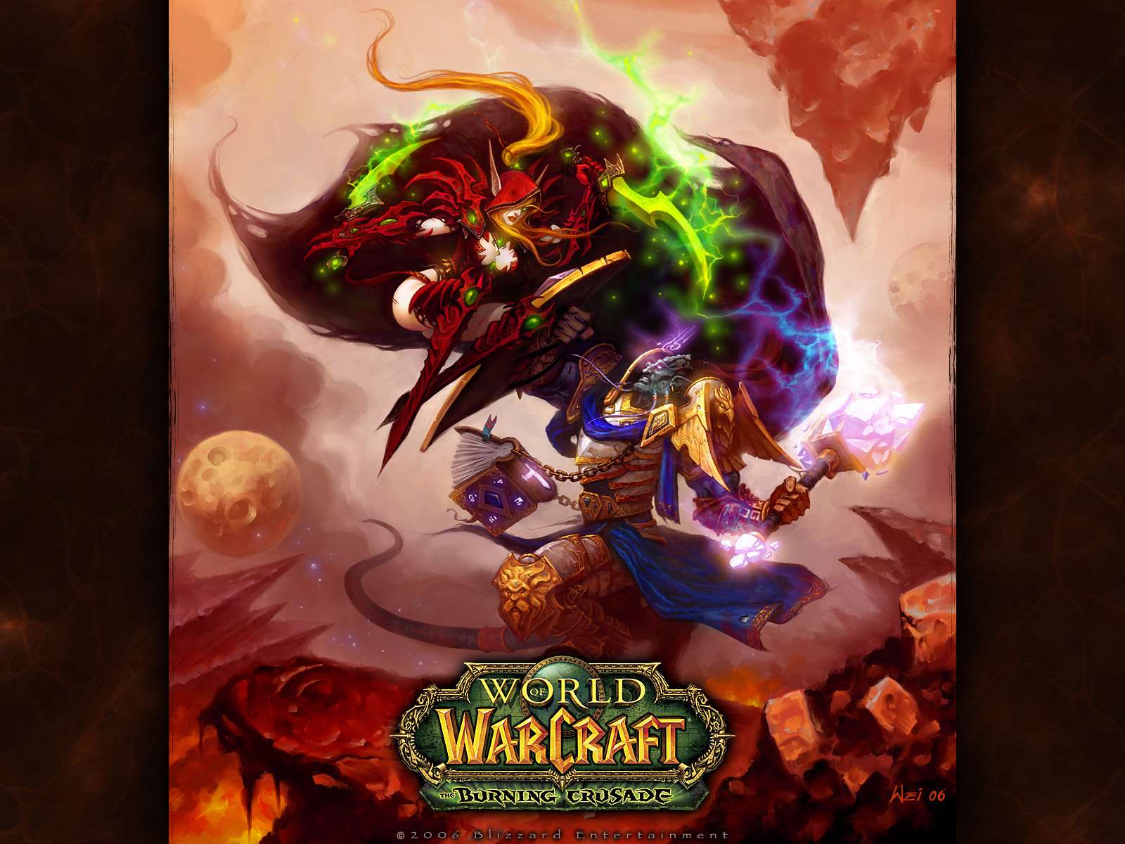 1600x1200 The Burning Crusade Official WoW Crusade Wallpaper: Blood Elf vs Draenei Wallpaper Burning Crusade Official WoW Crusade Wallpaper: Blood Elf vs Draenei Background (1600 x 1200)