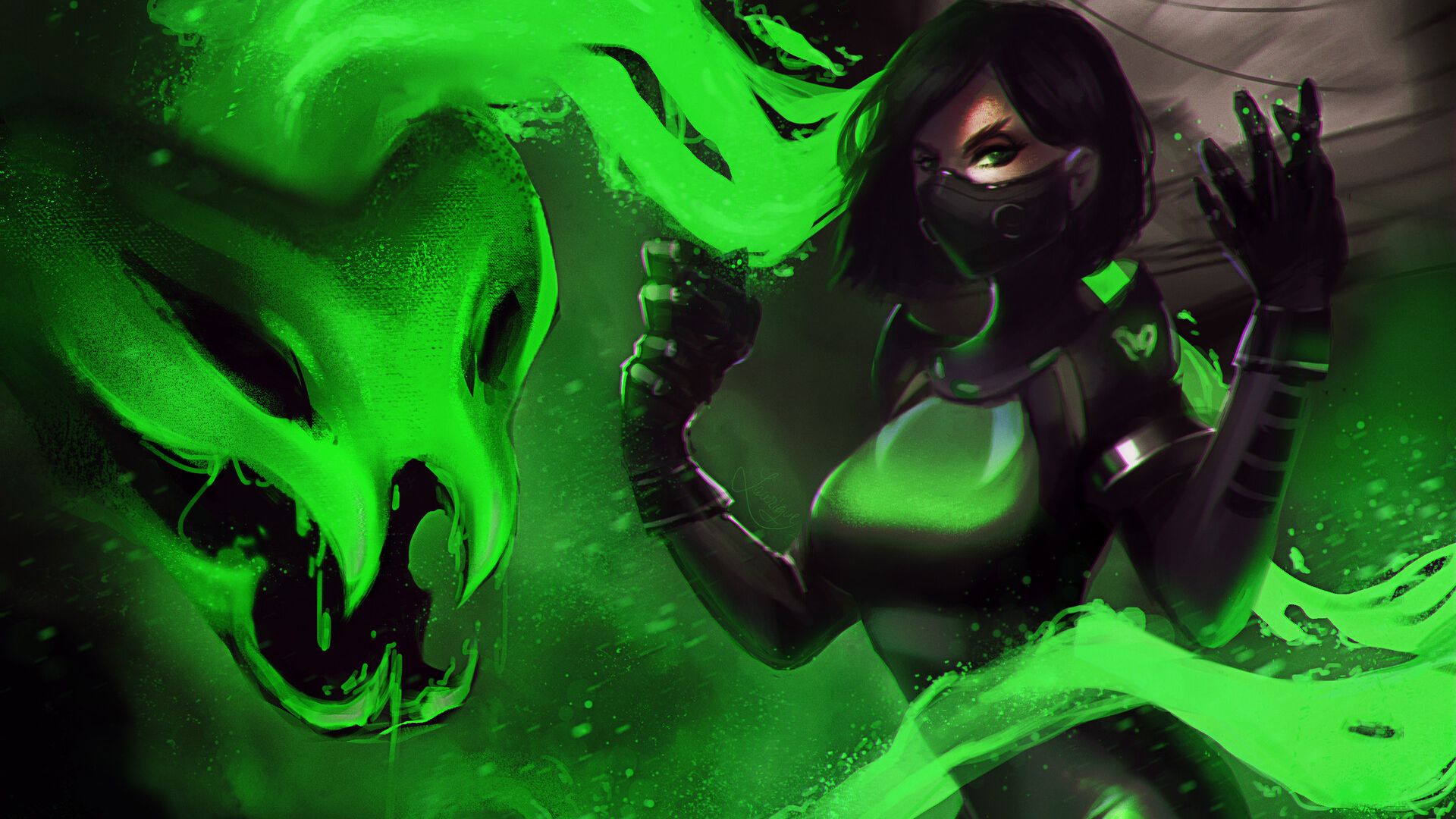1920x1080 Green Dragon Viper HD Valorant Wallpaper