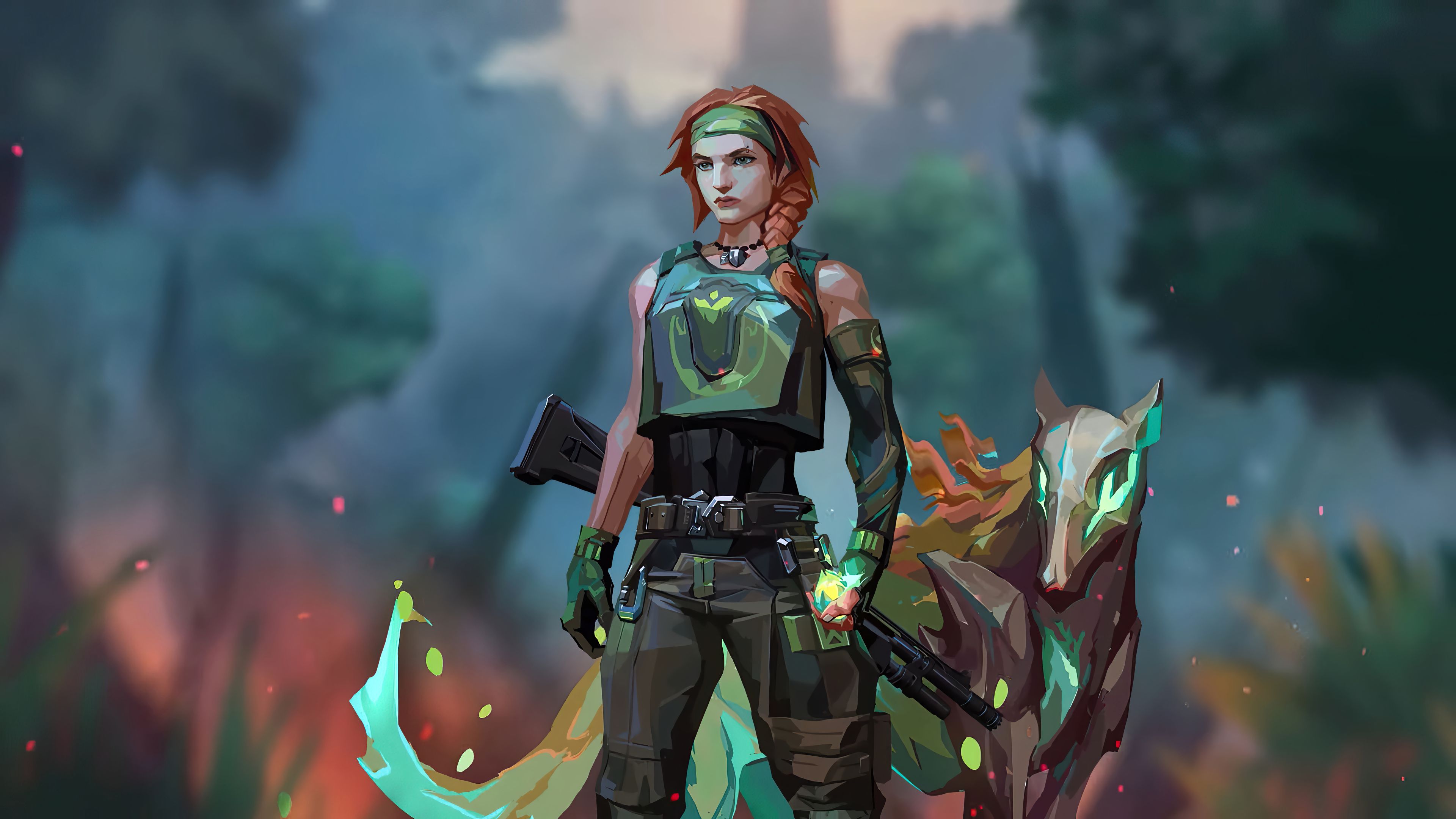 3840x2160 Green Dress Skye Forest Background 4K HD Valorant Wallpaper