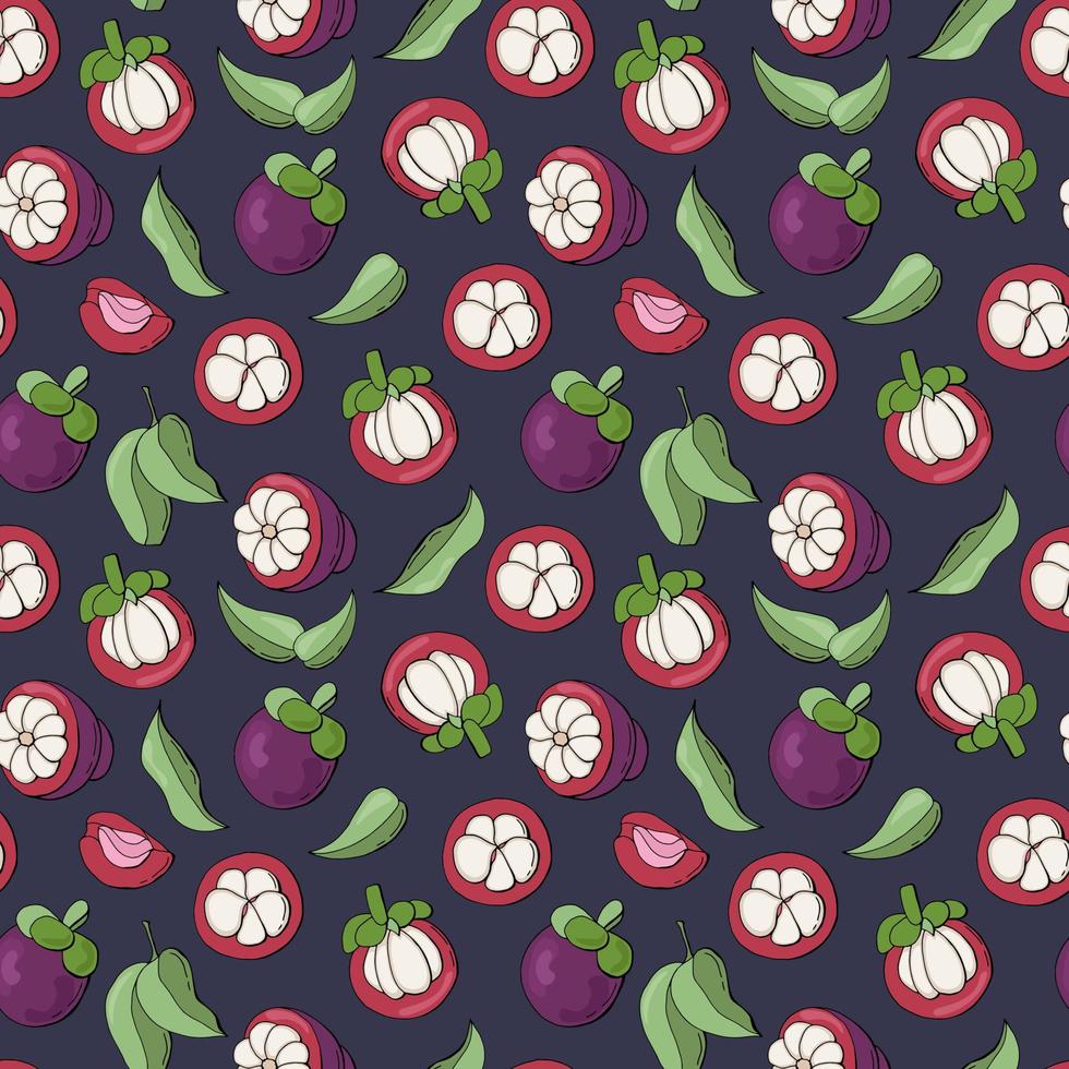 980x980 Mangosteen fruit seamless pattern. Design for fabrics, textiles, wallpaper