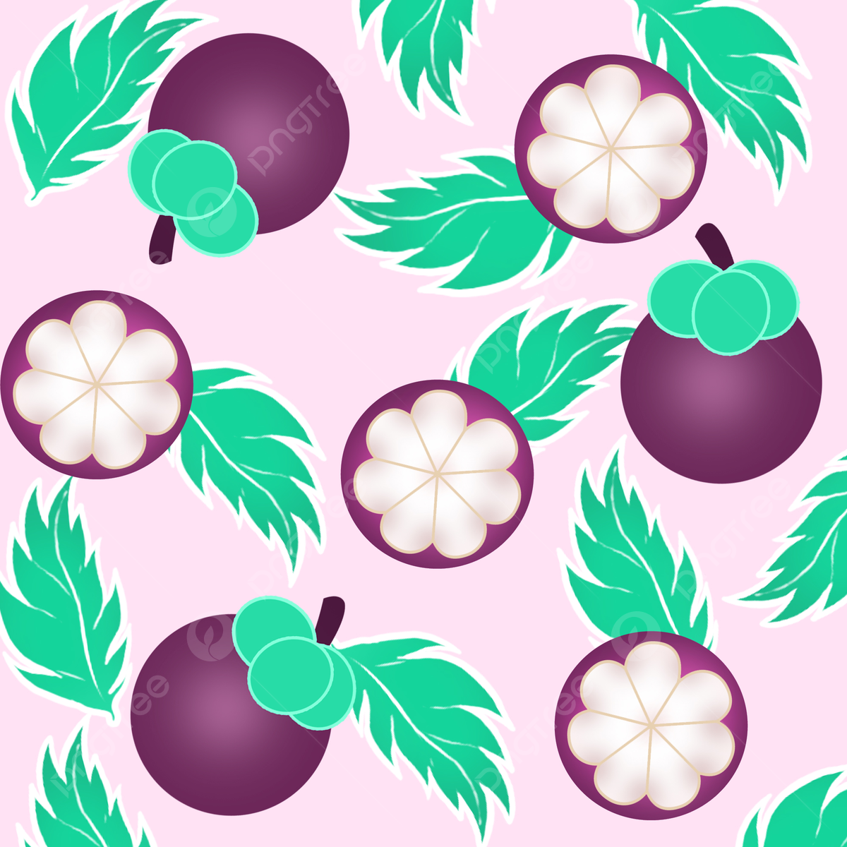 1200x1200 Original Tiled Cartoon Fruit Background Purple Mangosteen, Original, Background, Mangosteen Background Image And Wallpaper for Free Download