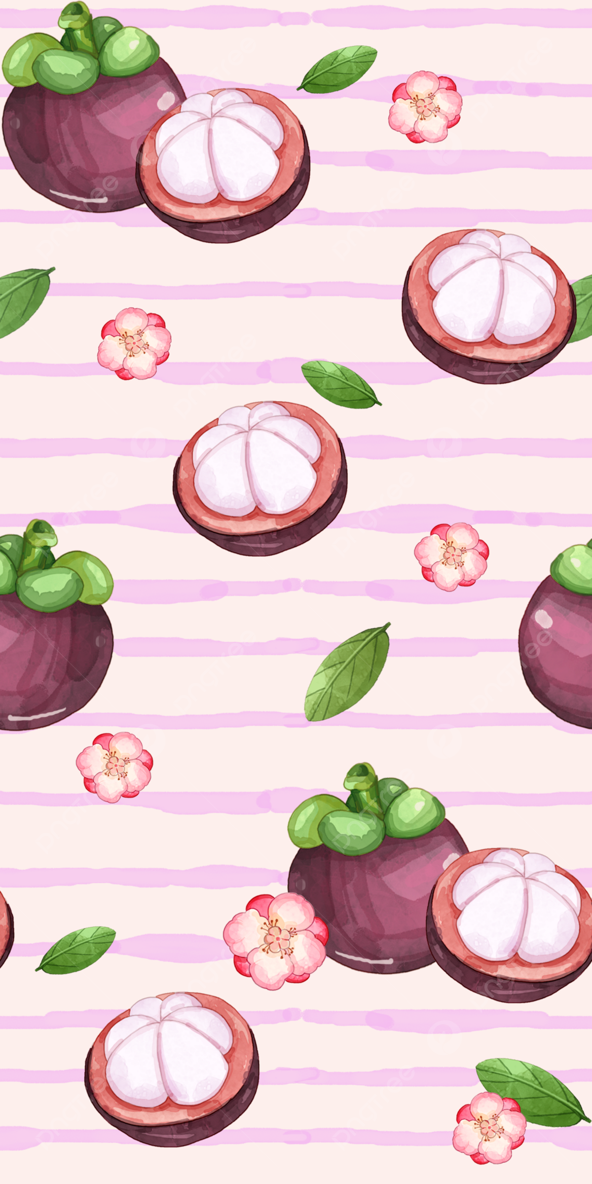 1200x2400 Tropical Fruit Mangosteen Seamless Background Wallpaper Image For Free Download