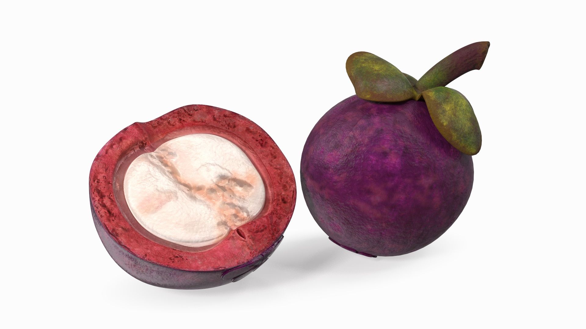 1920x1080 Purple Mangosteen Whole And Half Cut Model