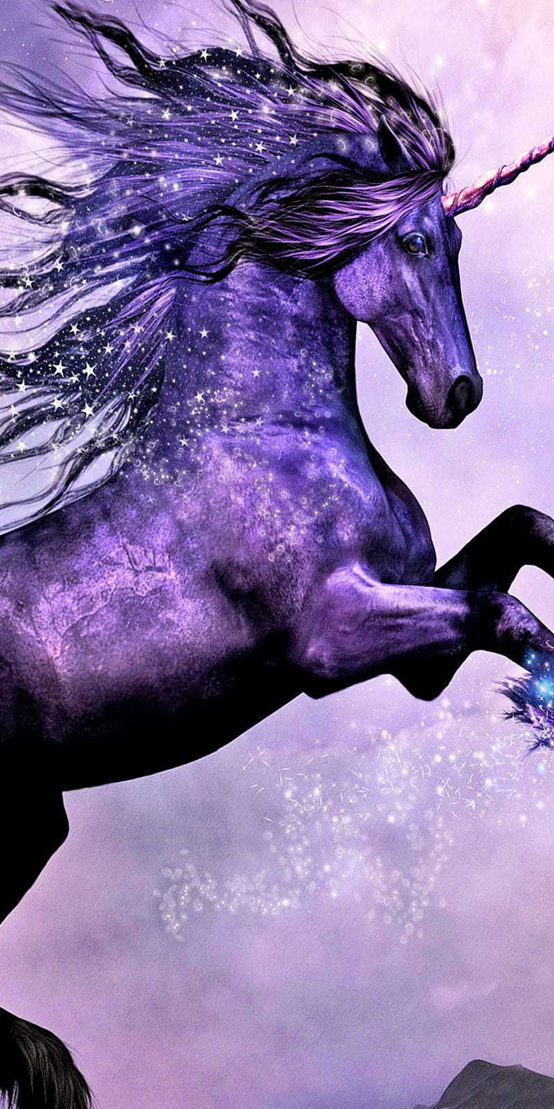 800x1600 HD purple unicorn horse wallpaper
