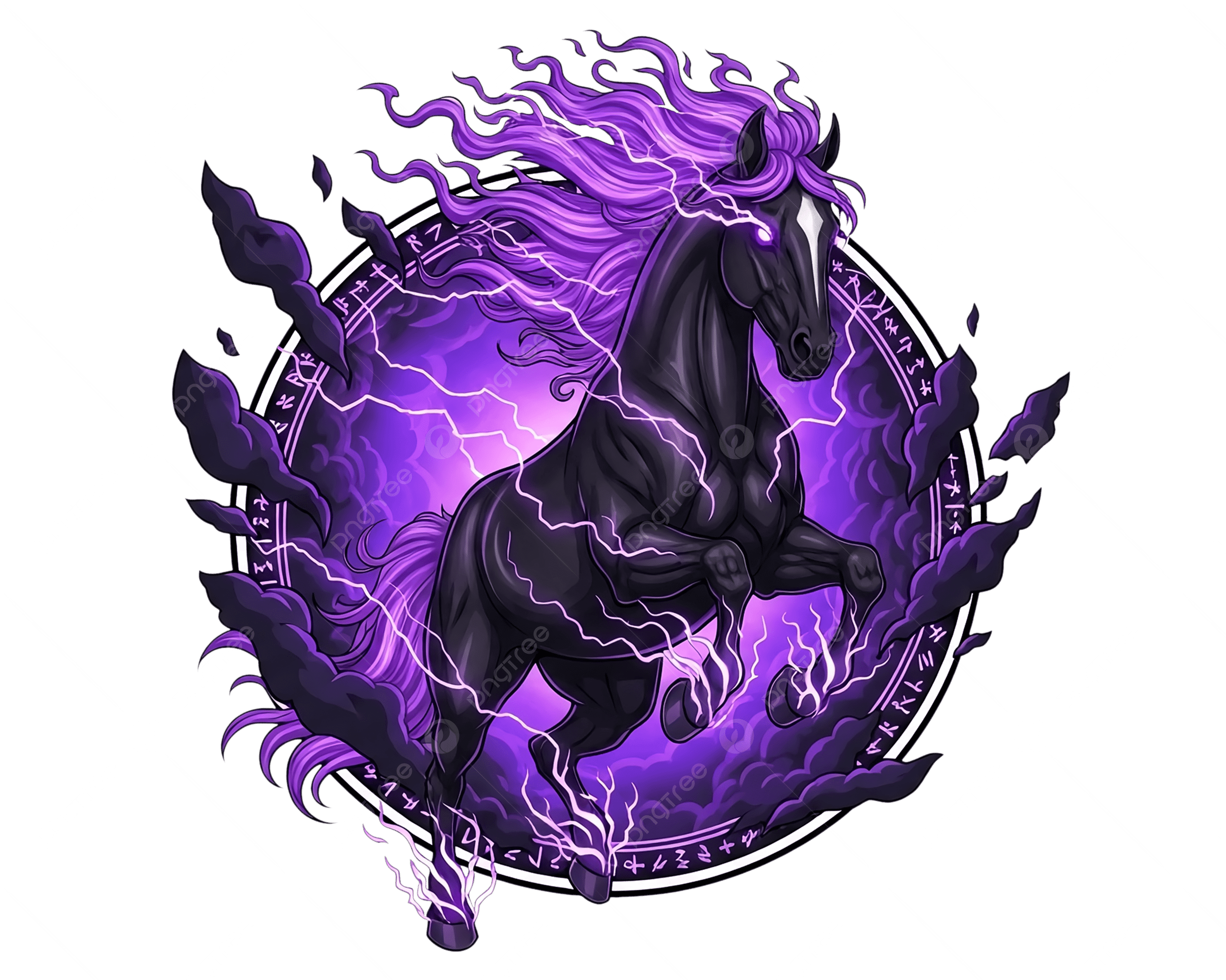 2500x2000 Majestic Black Horse With Purple Lightning Mane Vector Illustration, Horse, Vector, Illustration PNG Transparent Image and Clipart for Free Download