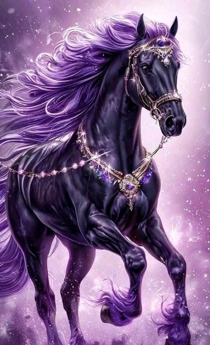 720x1184 Purple horse wallpaper. Black horses on purple background, Fantasy horses, Beautiful horses