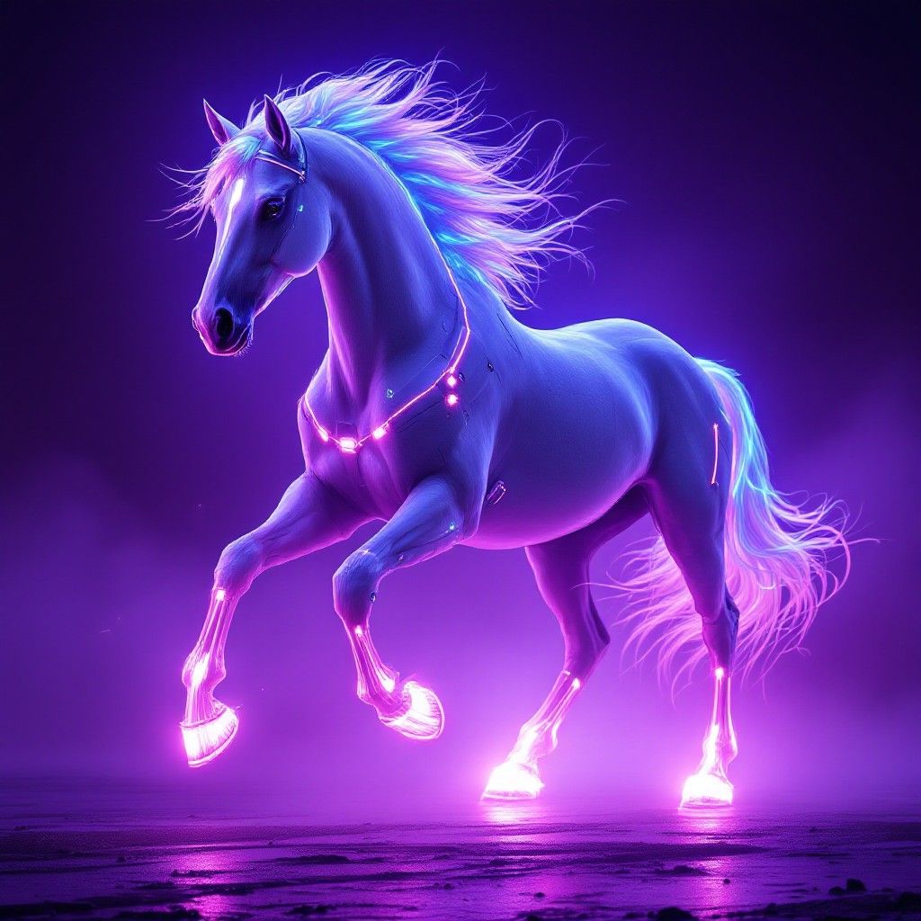 1024x1024 Free Neon Horse Dreams Image, Horse, Neon