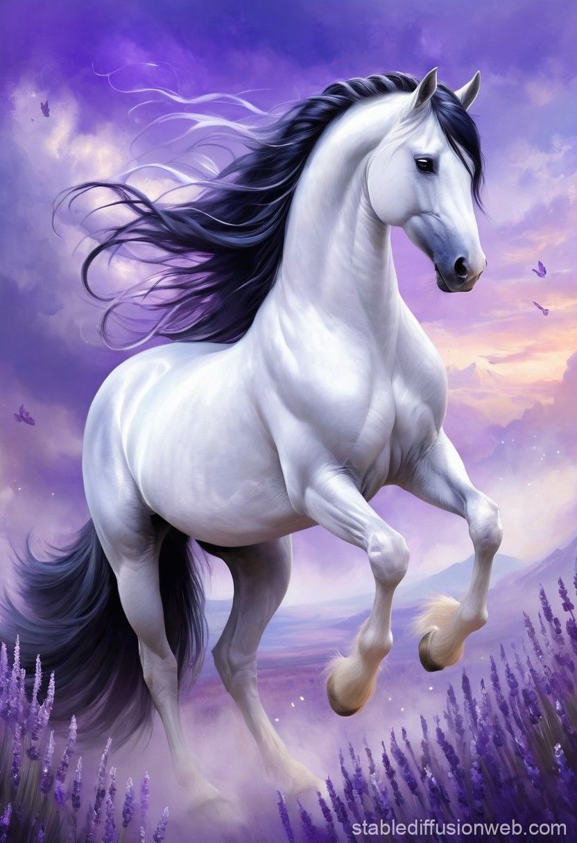 832x1216 Warhorse in a Lavender Background. Stable Diffusion Online