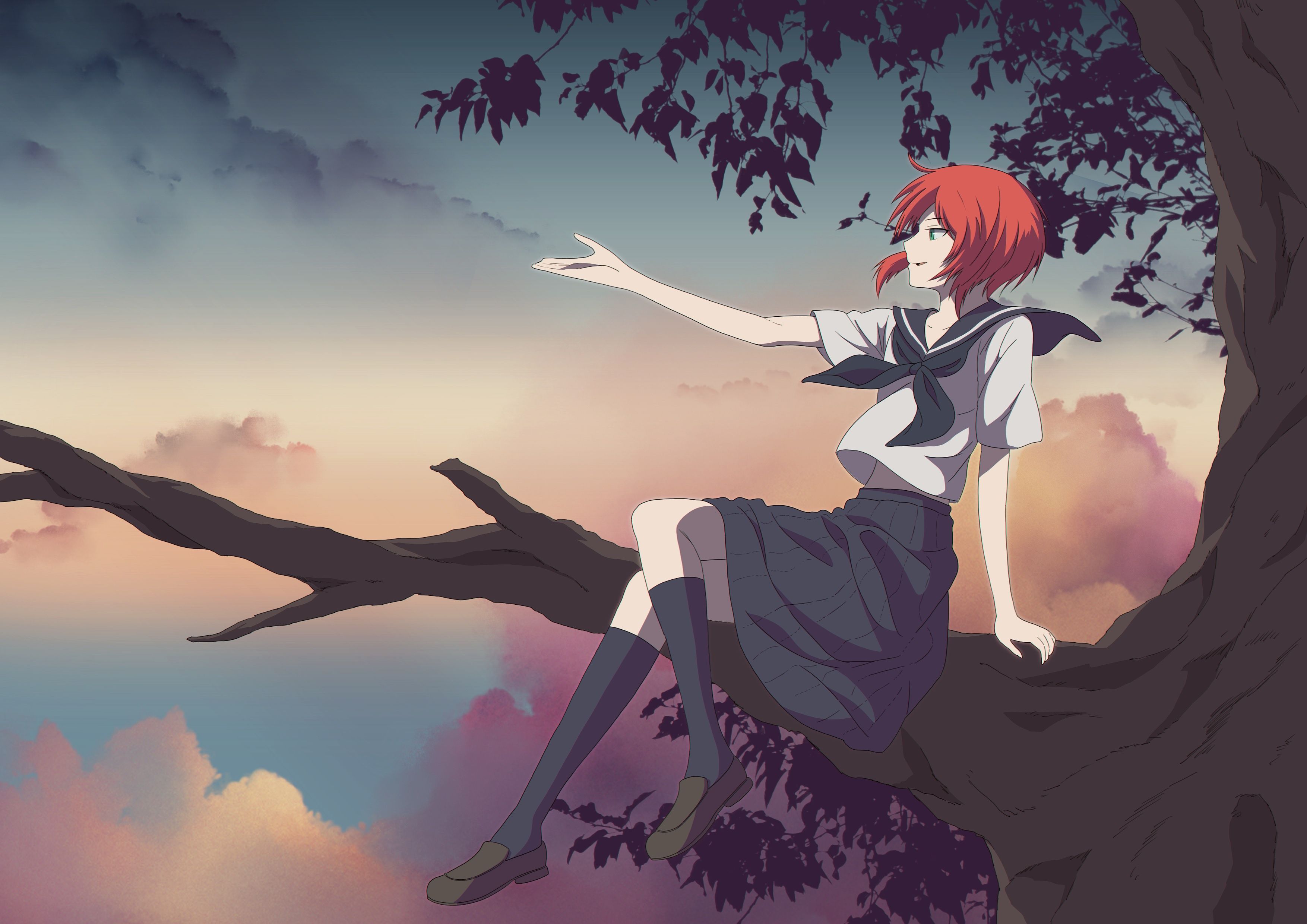 3508x2480 Wallpaper girl, trees, branches, Mahou Tsukai no Yome, Bride of the sorcerer, Chise for mobile and desktop, section сёнэн, resolution 3508x2480