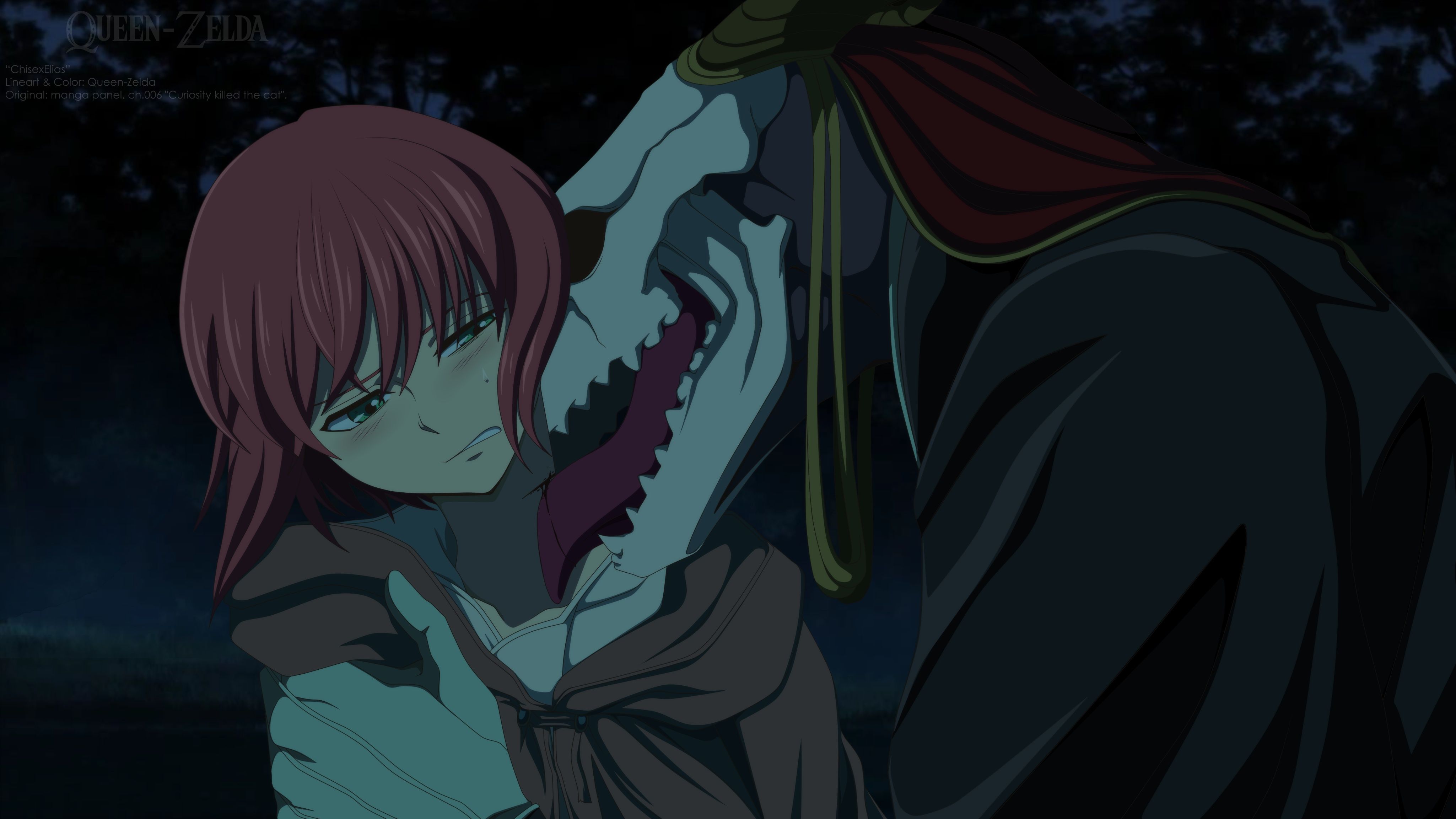 4098x2304 Wallpaper skull, anime, two, Mahou Tsukai no Yome, The Ancient Magus' Bride, Elias Ainsworth, Hatori Chise for mobile and desktop, section сёнэн, resolution 4098x2304