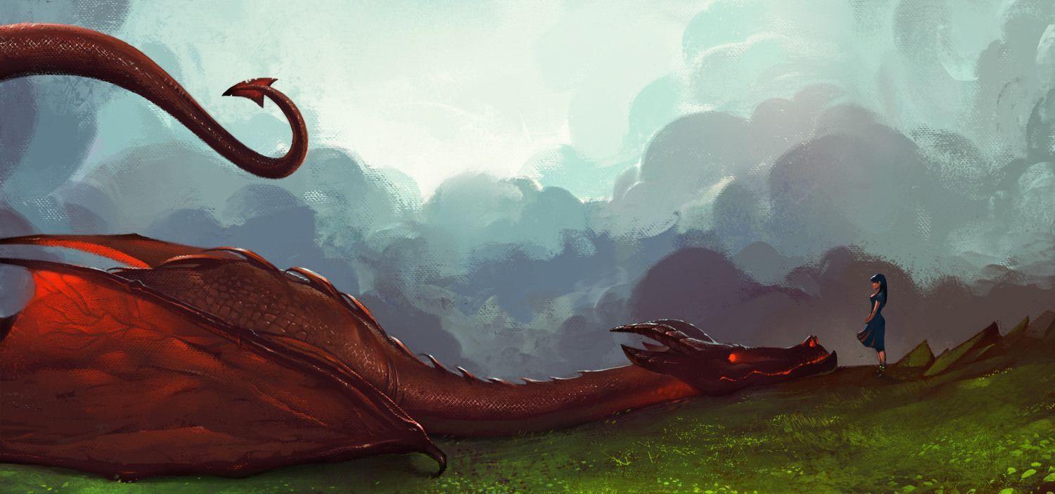 1500x702 Dragon love by Friat Solhan. A Girl and her Western Dragon