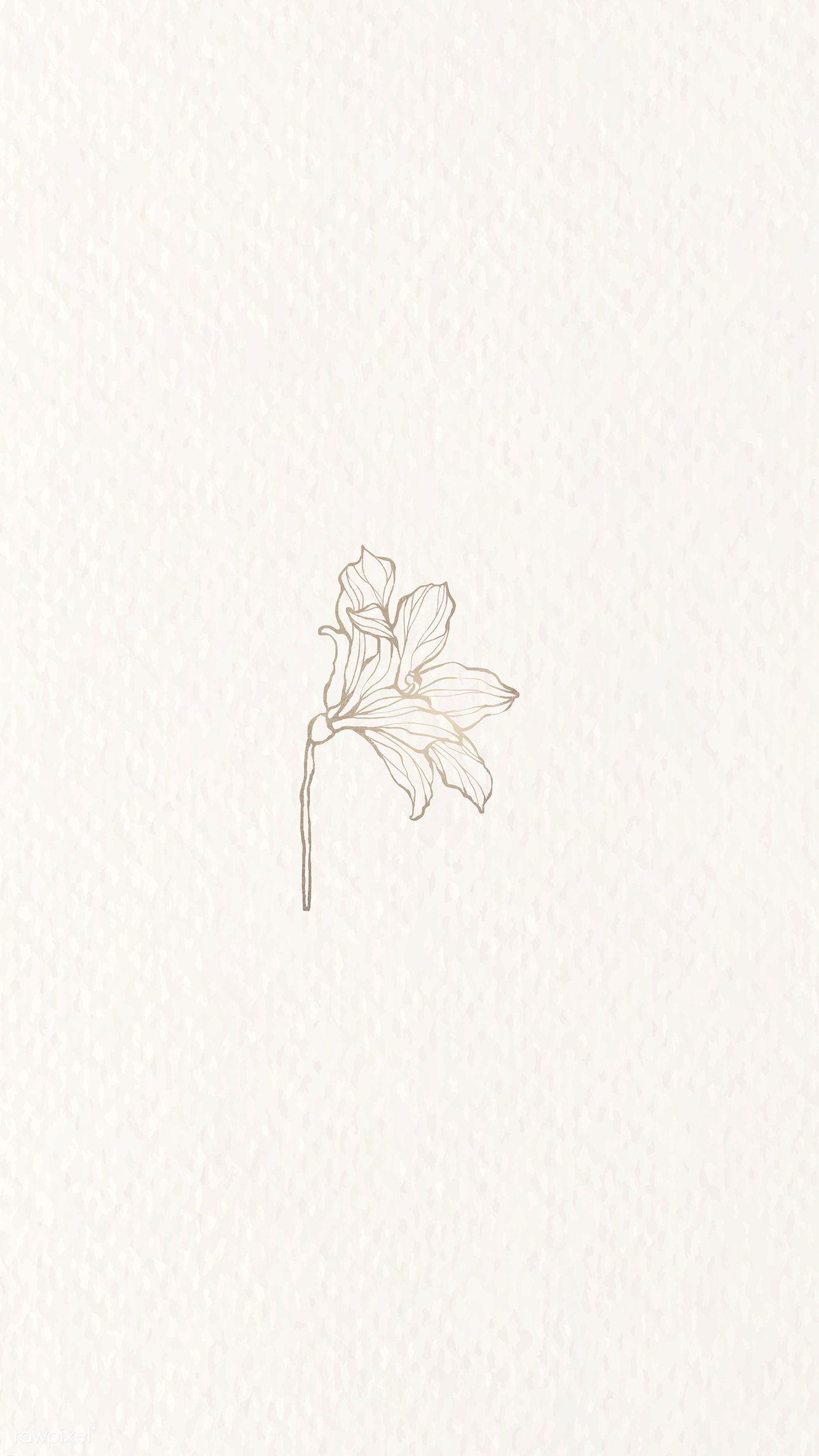1400x2488 Download premium illustration of A gold flower outline mobile phone