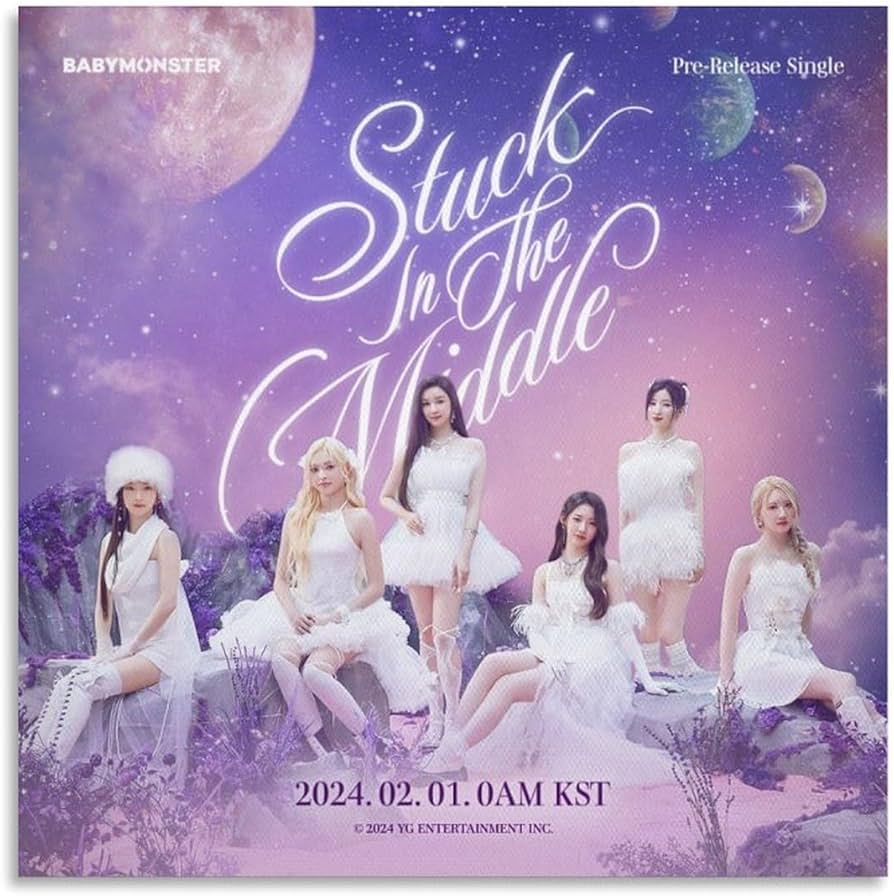 894x896 Generic BABYMONSTER Stuck In The Middle Album Cover Kpop Artist Poster Decorative Painting Canvas Wall Art Living Room Posters Bedroom Painting 24x24inch(60x60cm), Unframe Style : לבית ולמטבח