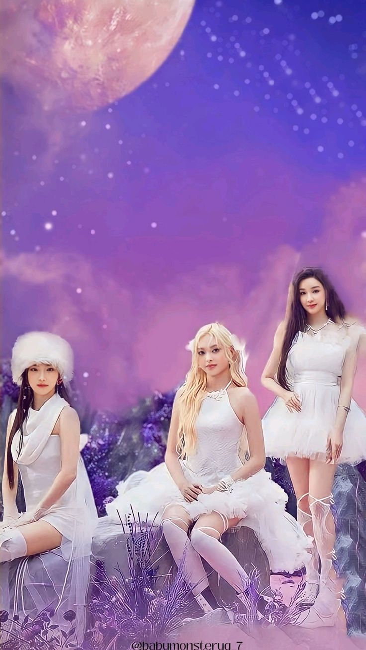736x1308 BABYMONSTER.. STUCK IN THE MIDDLE MOON TITLE WALLPAPER [RUKA & CHIQUITA & PHARITA]